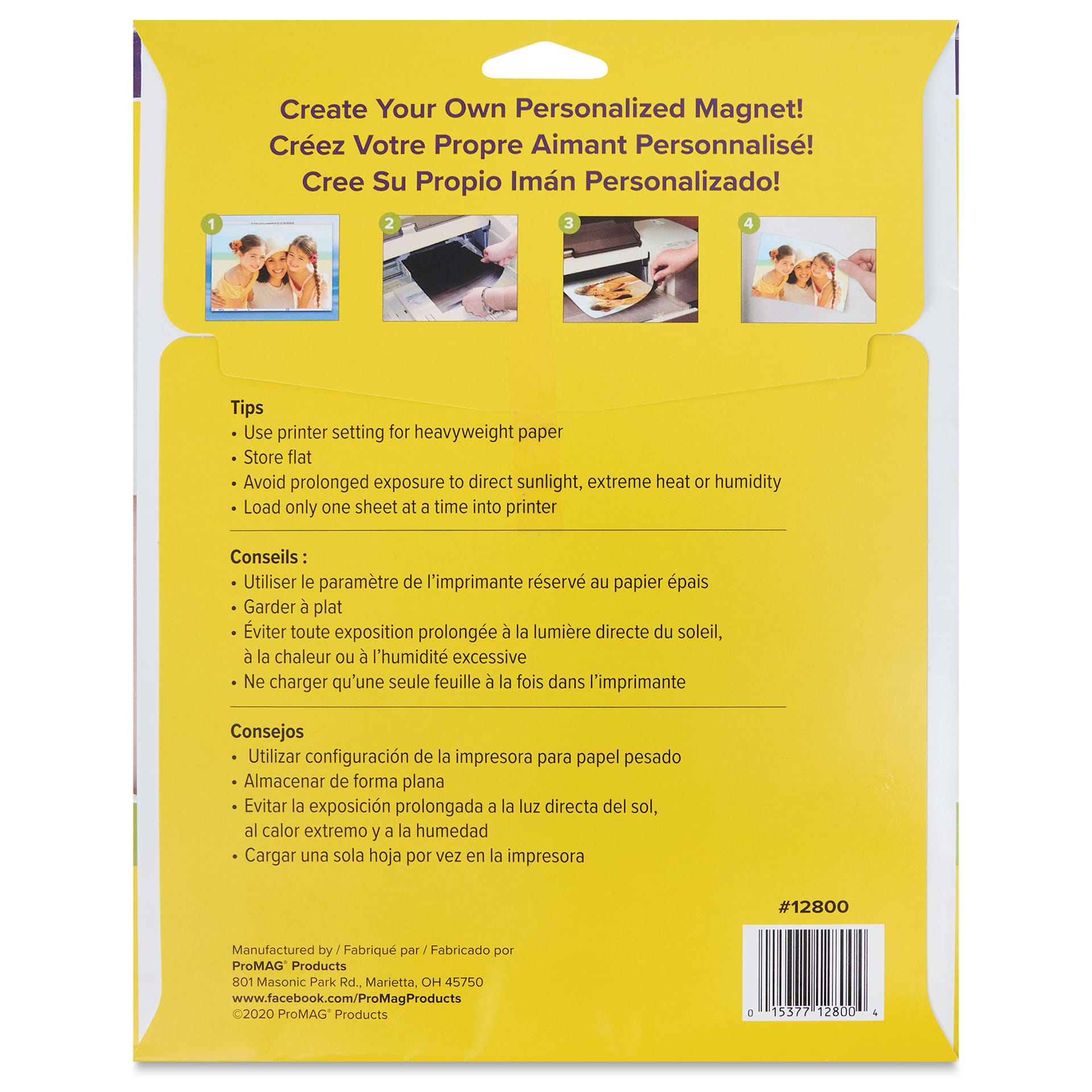 ProMag Magnetic Inkjet Printable Sheets back of packaging