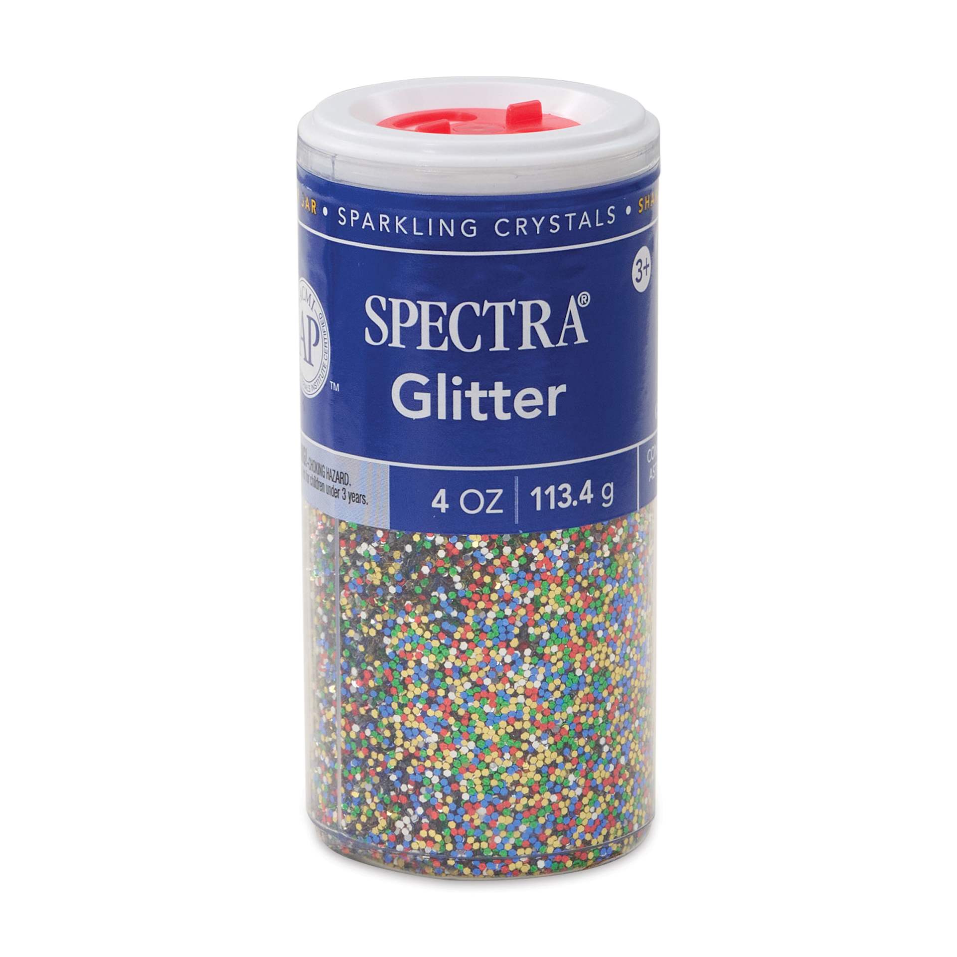 Spectra Sparkling Crystals Glitter - 4 oz, Set of 6 Jars, Assorted Colors (jar close-up)