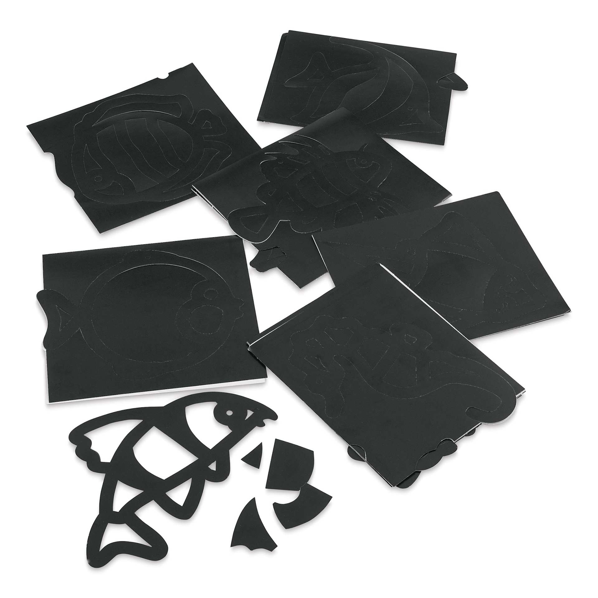 Roylco Stained Glass Frames Pack - Tropical Fish, cardboard frames laid out