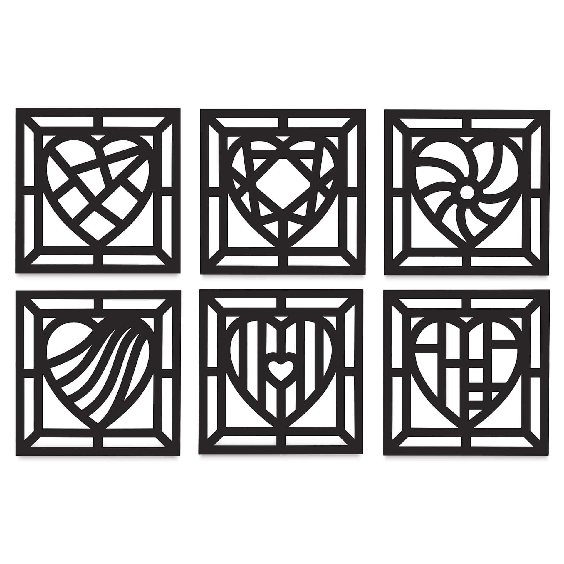 Roylco Stained Glass Frames Pack - Hearts, six different styles