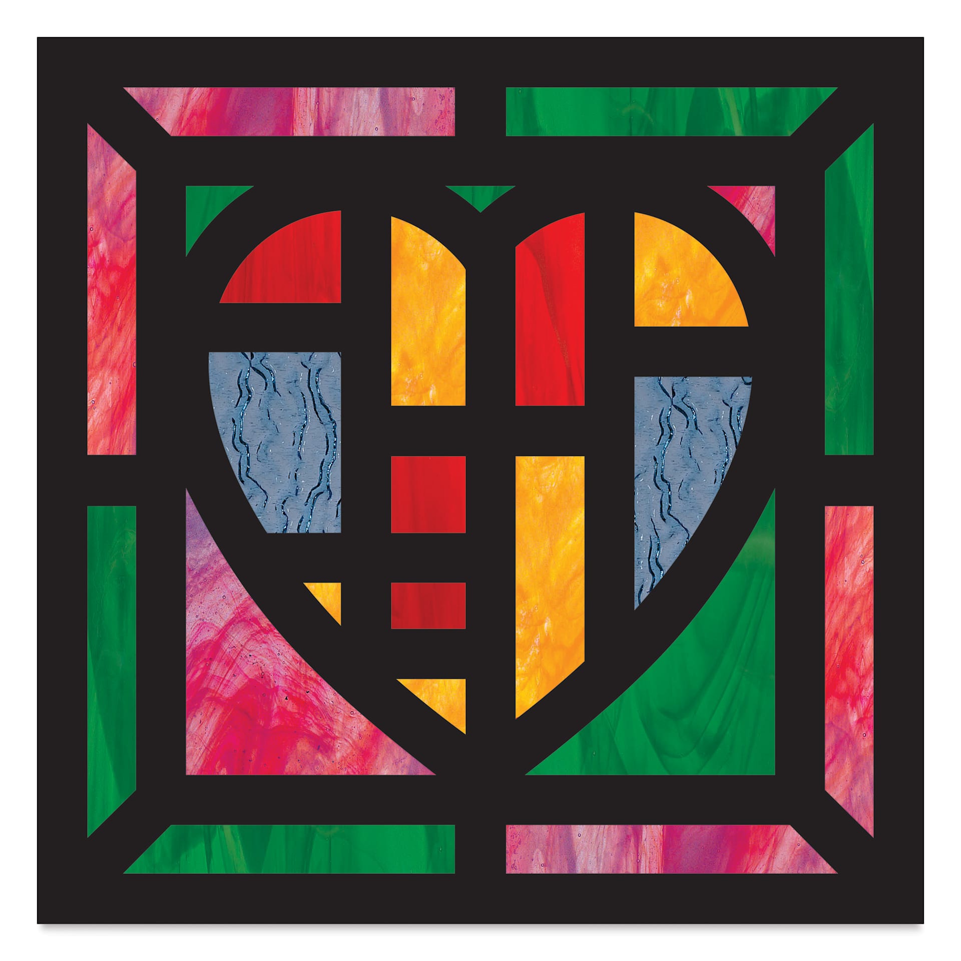 Roylco Stained Glass Frames Pack - Hearts, finished artwork