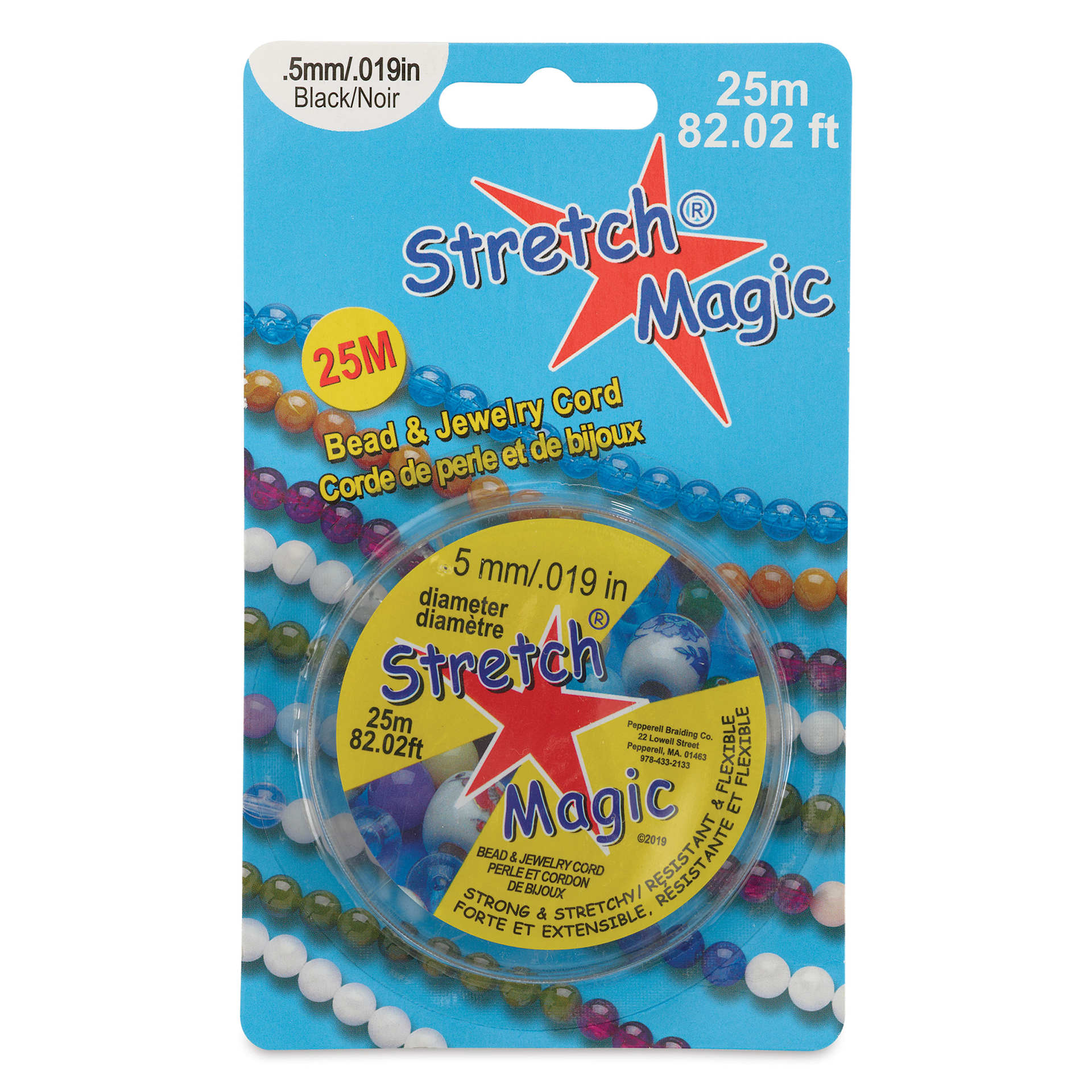 Stretch Magic Jewelry Cord - 0.5 mm x 82 ft, Black - front of packaging