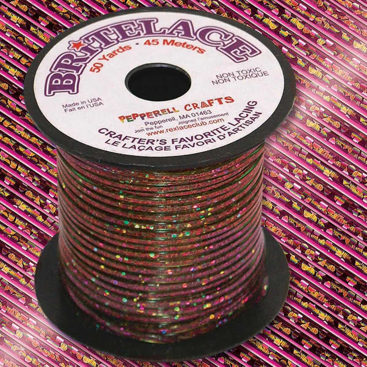 Pepperell Rexlace Britelace Holographic Plastic Lacing - 50 yards, Red Holographic