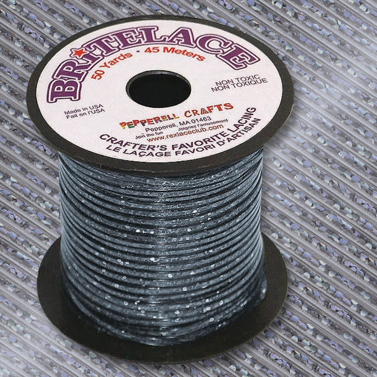 Pepperell Rexlace Britelace Holographic Plastic Lacing - 50 yards, Silver Holographic