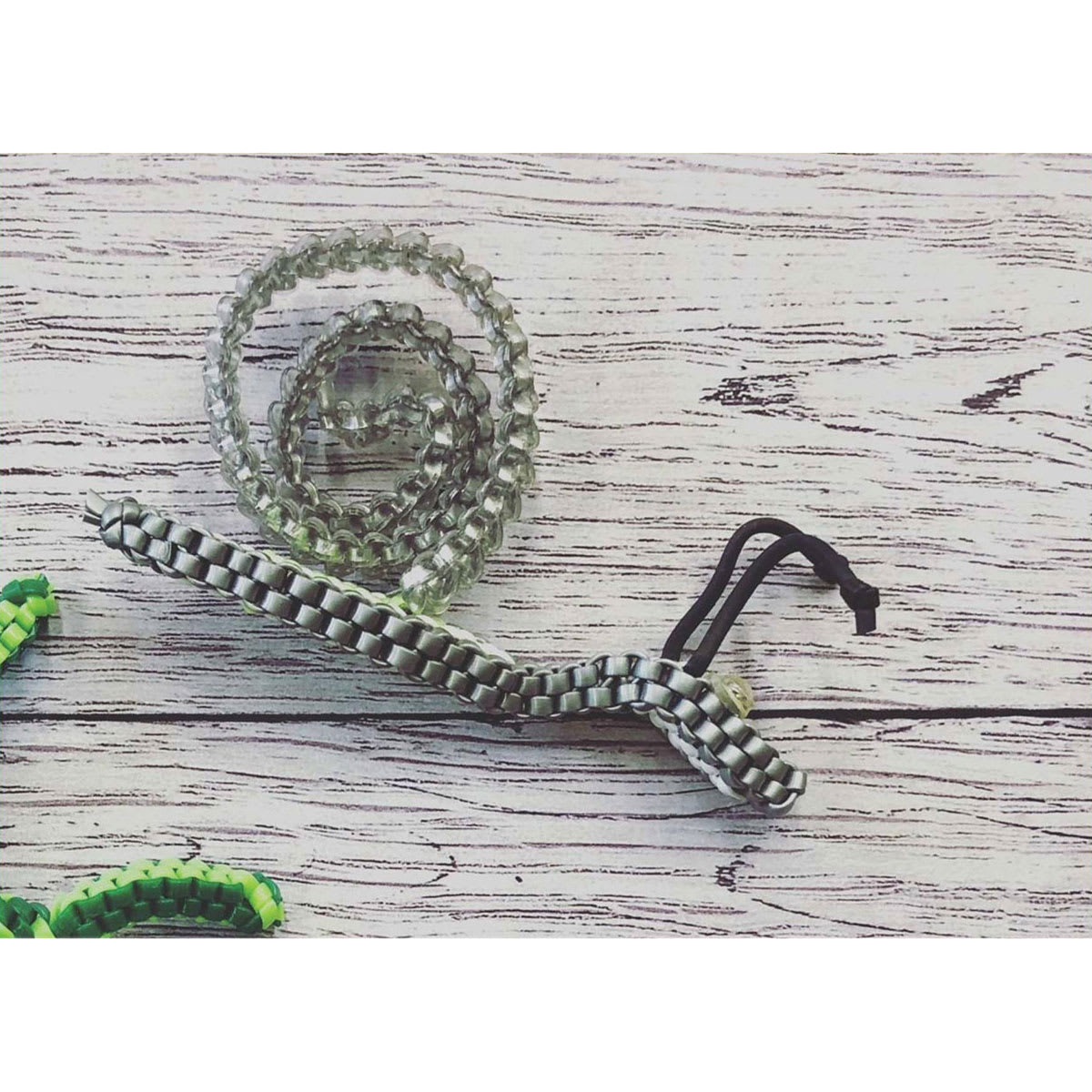 Pepperell Rexlace Britelace Holographic Plastic Lacing -Snail made with lacing