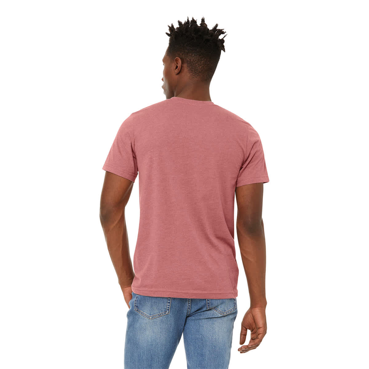 Bella Canvas Unisex T-shirt - Mauve Heather, X-Small - on person, back