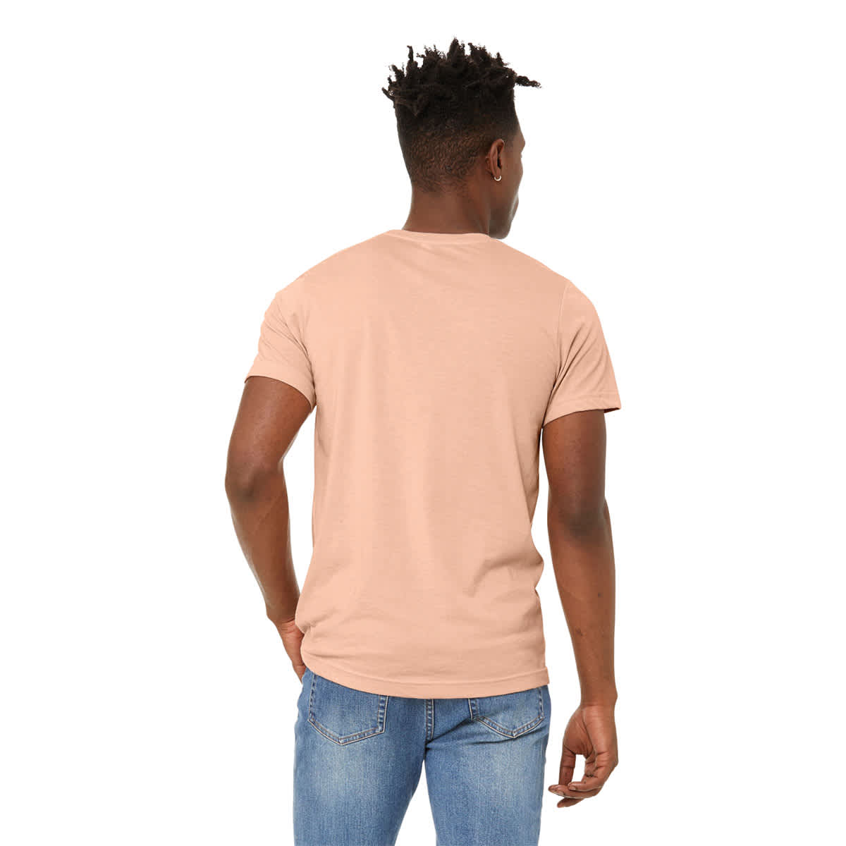 Bella Canvas Unisex T-shirt - Peach Heather, X-Small - on person, back