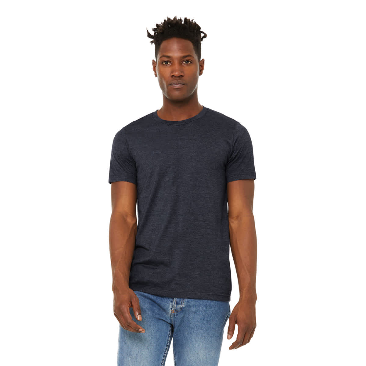 Bella Canvas Unisex T-shirt - Navy Heather, X-Small - on person, front