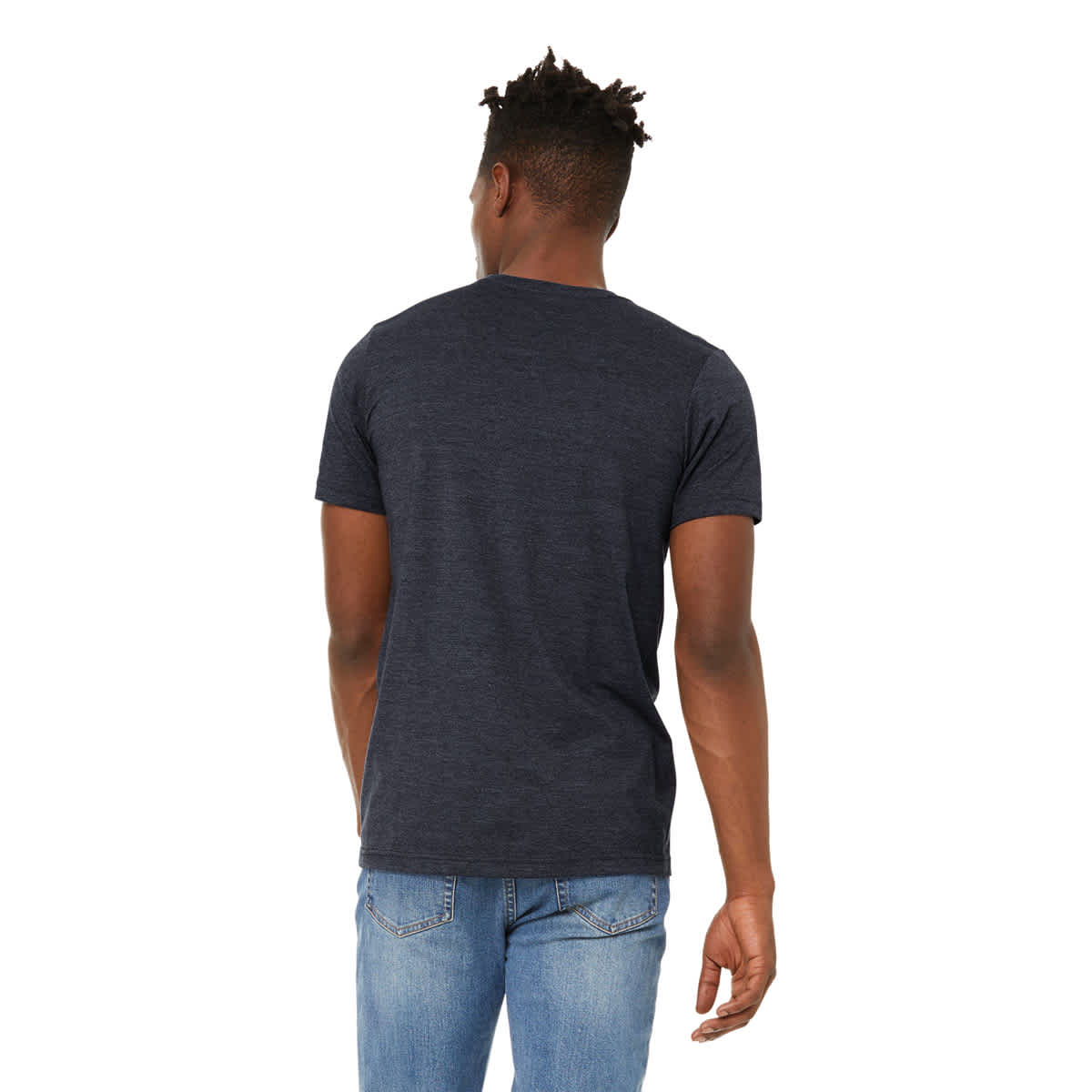 Bella Canvas Unisex T-shirt - Navy Heather, X-Small - on person, back