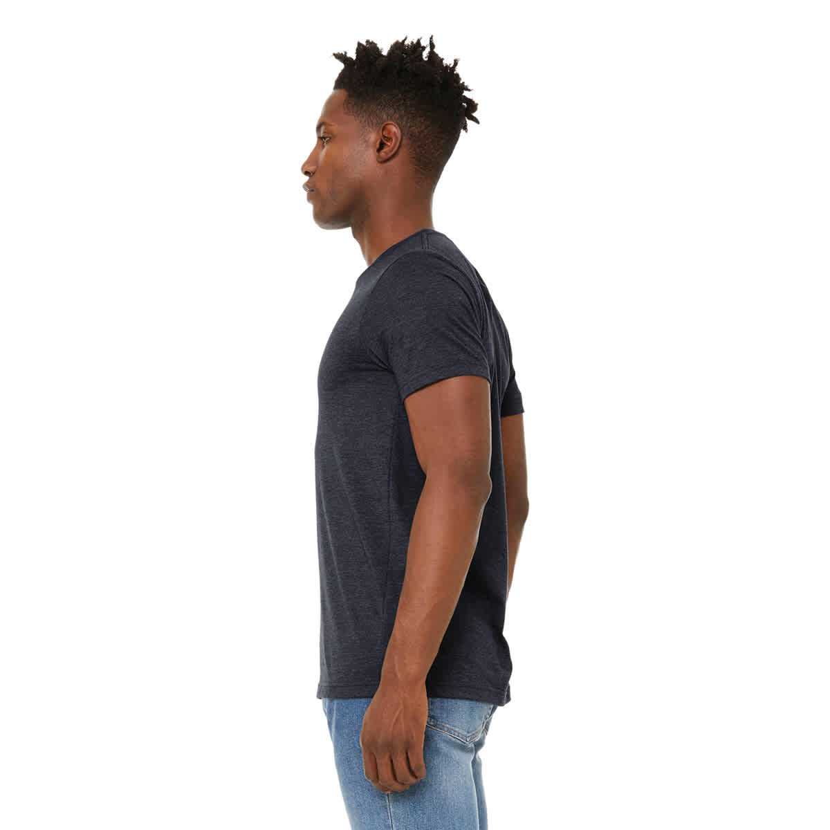 Bella Canvas Unisex T-shirt - Navy Heather, X-Small - on person, side