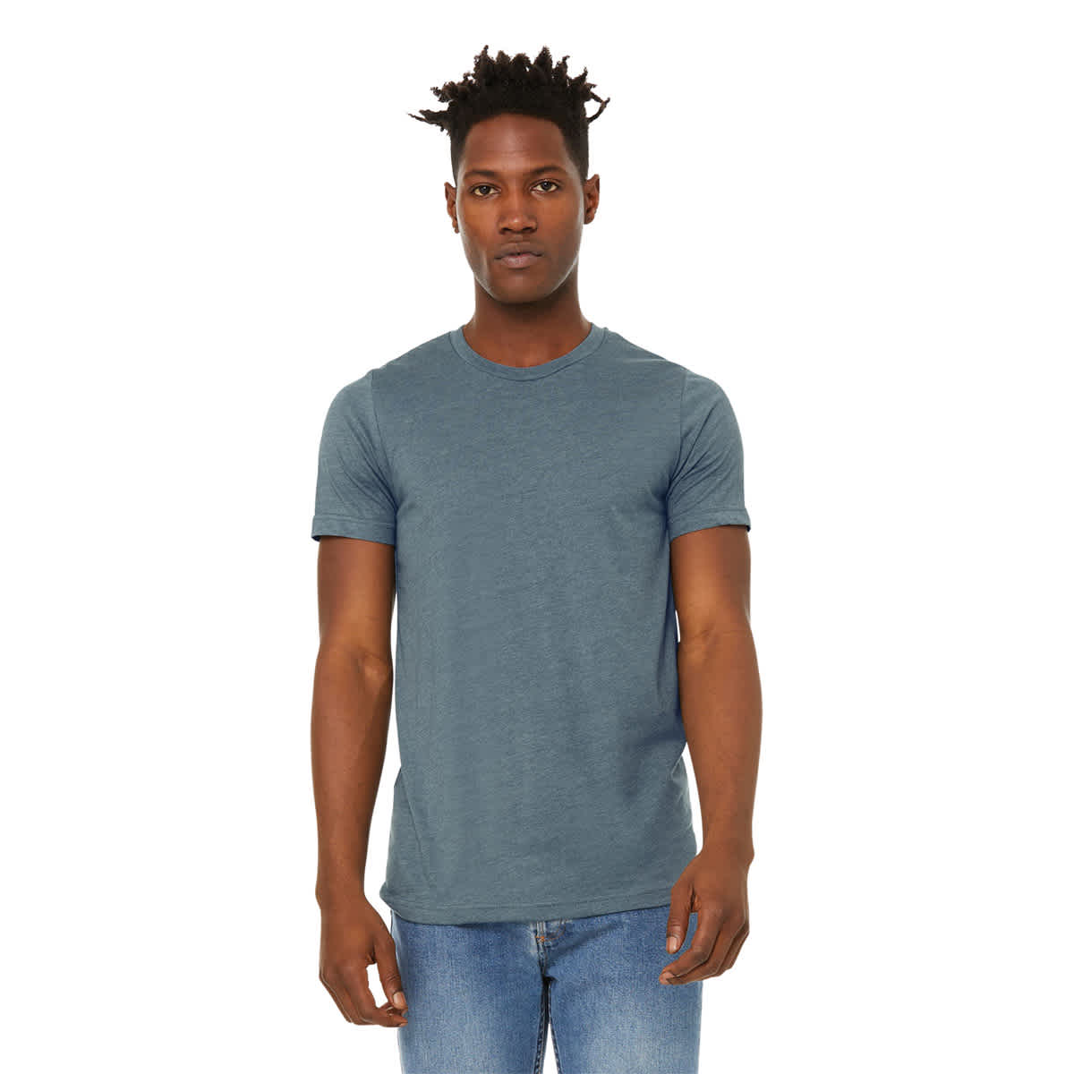 Bella Canvas Unisex Tee - Slate Heather, X-Small - on person, front