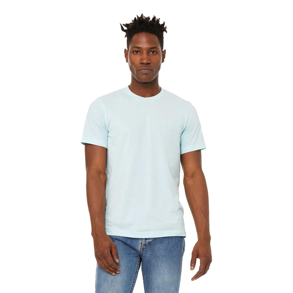 Bella Canvas Unisex T-shirt - Ice Blue Heather, X-Small - on person, front