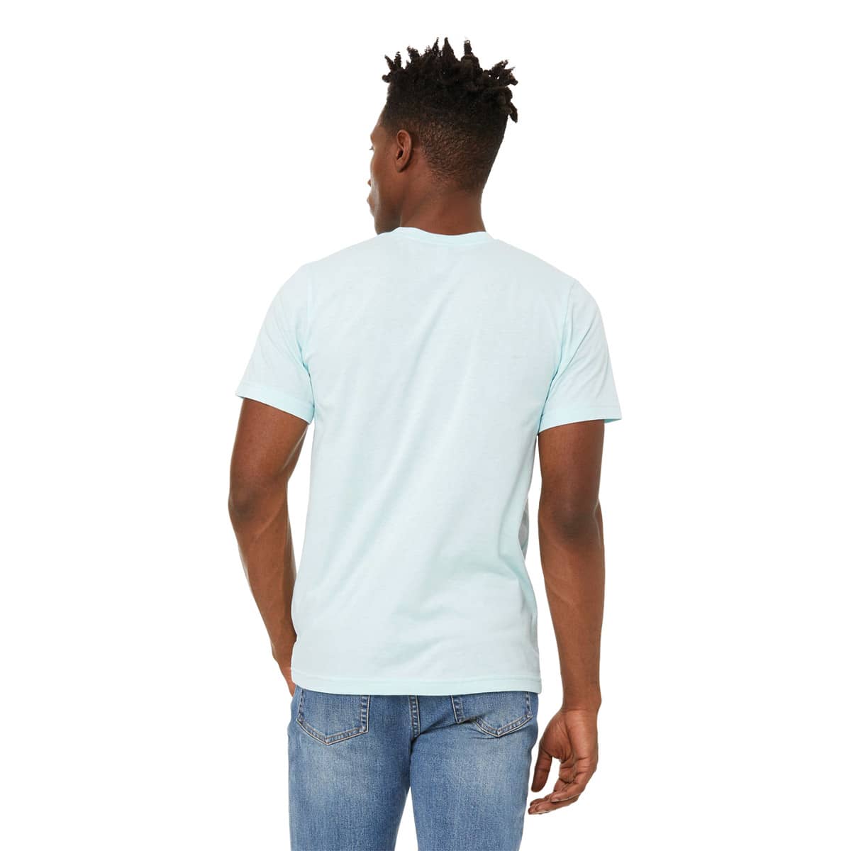 Bella Canvas Unisex T-shirt - Ice Blue Heather, X-Small - on person, back