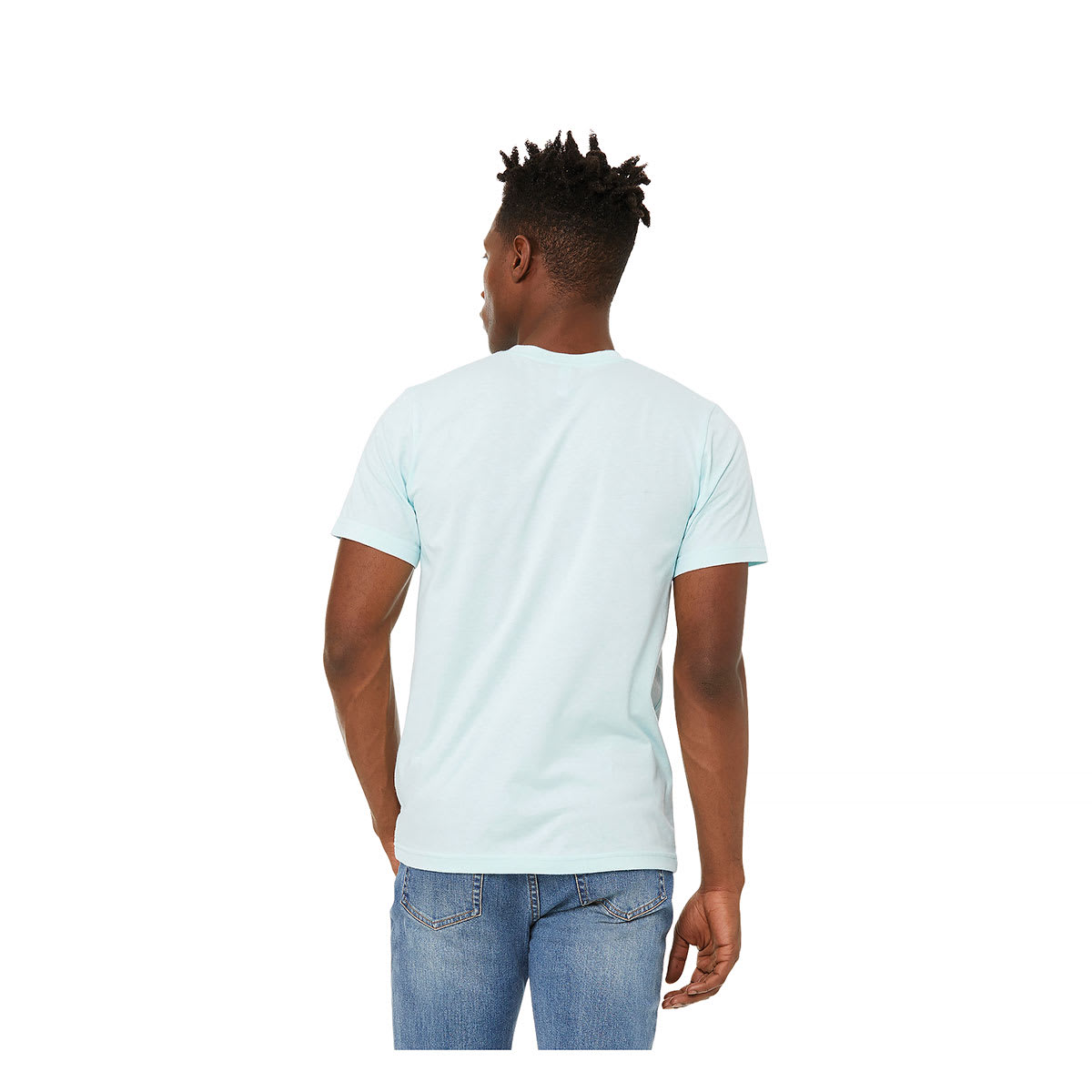 Bella Canvas Unisex T-shirt - Ice Blue Heather, Small - on person, back