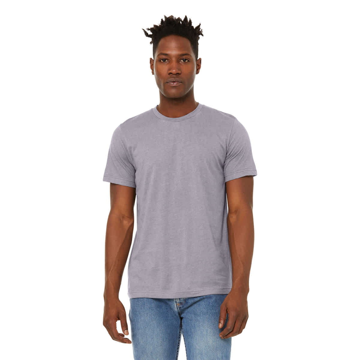 Bella Canvas Unisex T-shirt - Storm Heather, X-Small - on person, front