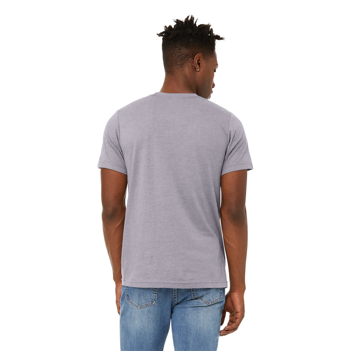 Bella Canvas Unisex T-shirt - Storm Heather, X-Small - on person, back