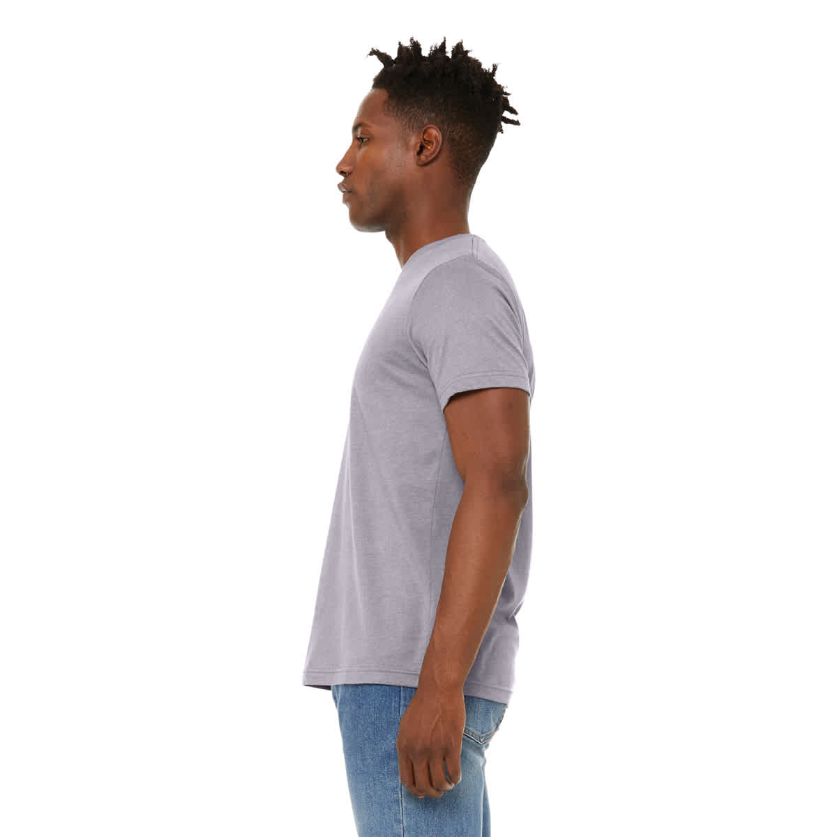Bella Canvas Unisex T-shirt - Storm Heather, X-Small - on person, side