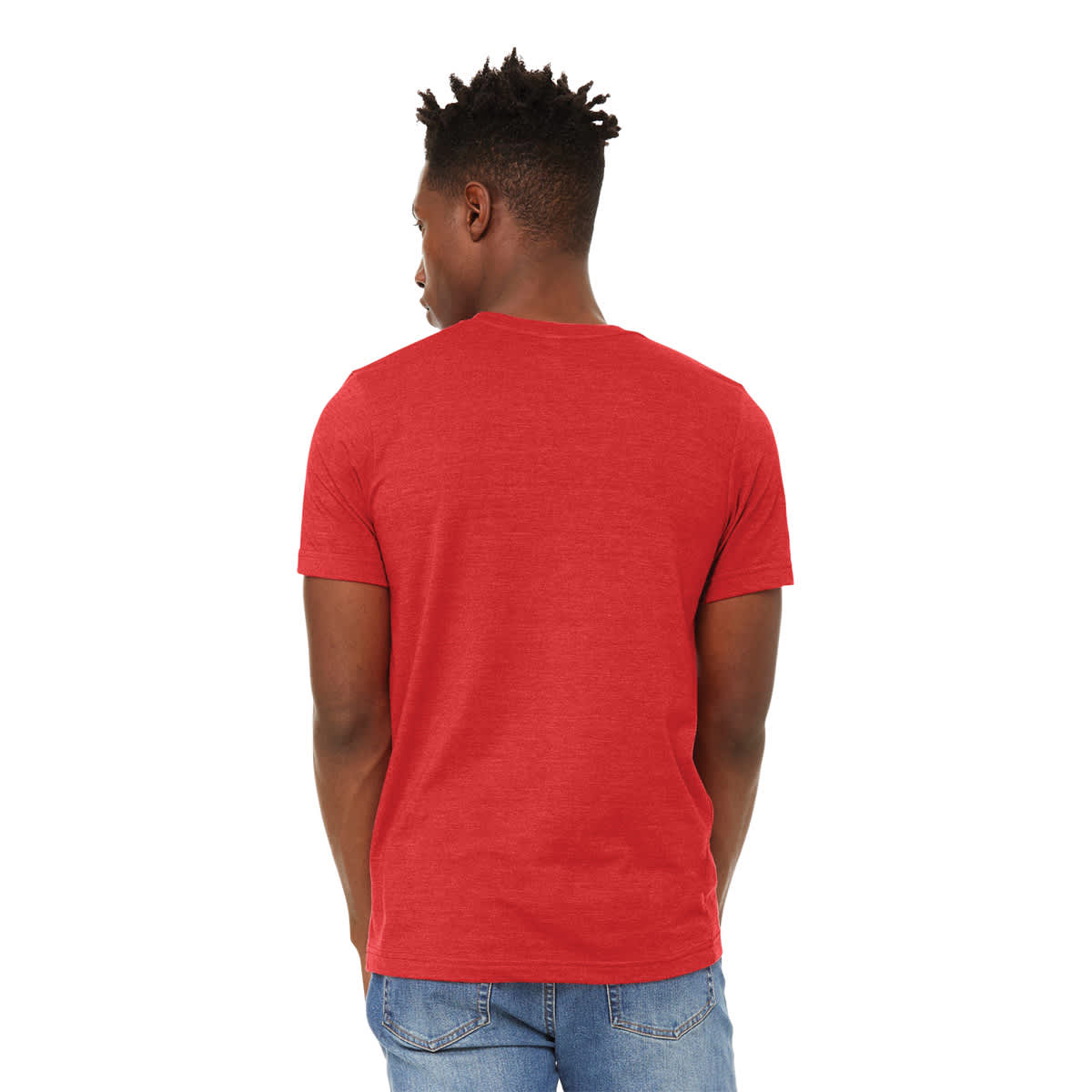 Bella Canvas Unisex T-shirt - Red Heather, X-Small - on person, back