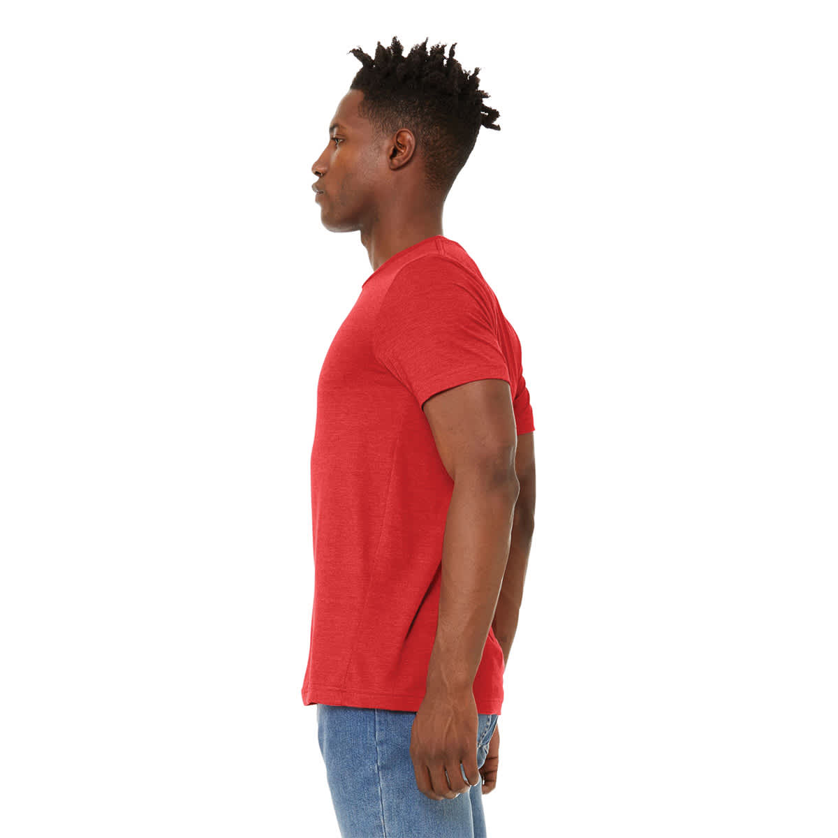 Bella Canvas Unisex T-shirt - Red Heather, X-Small - on person, side