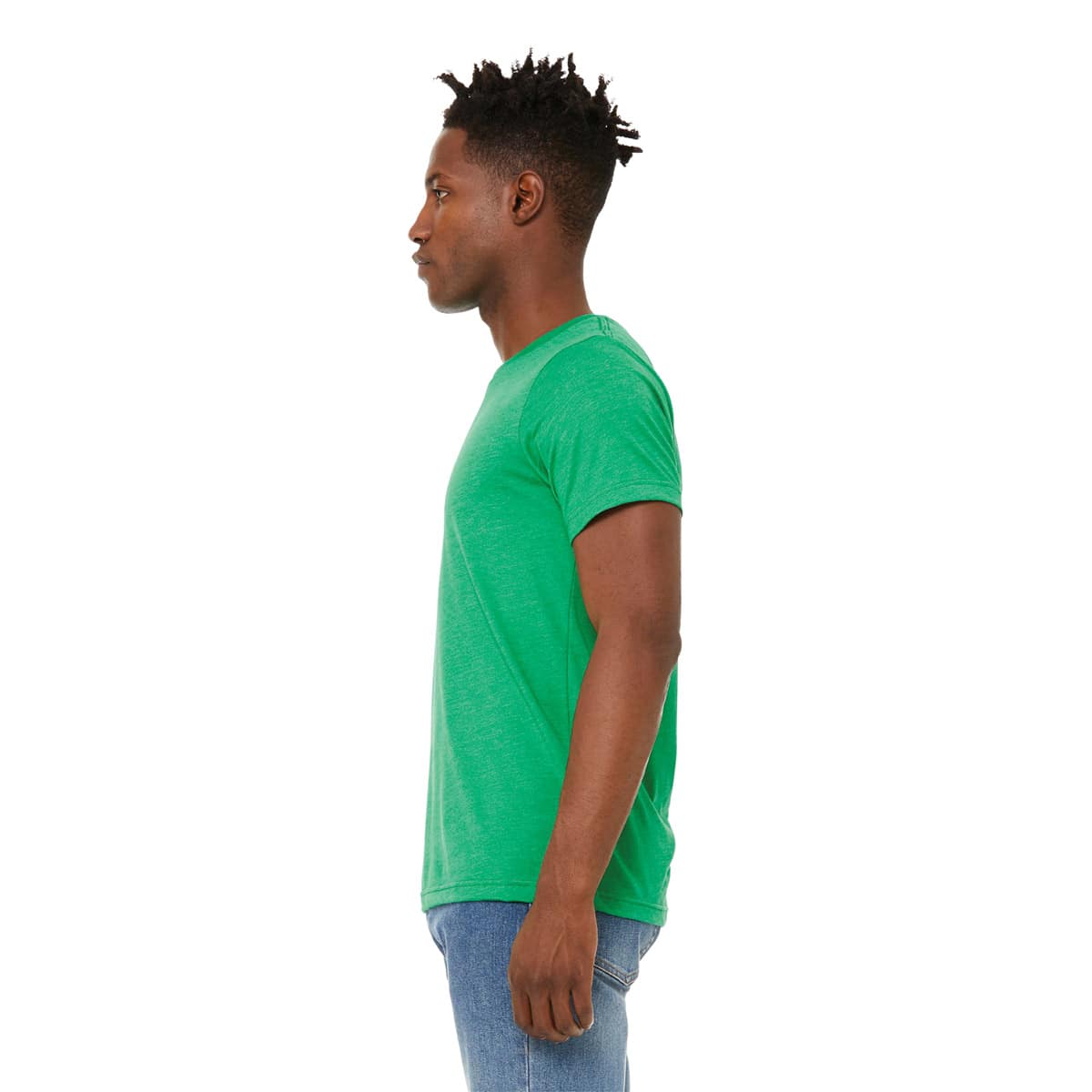 Bella Canvas Unisex T-shirt - Kelly Heather, X-Small - on person, side