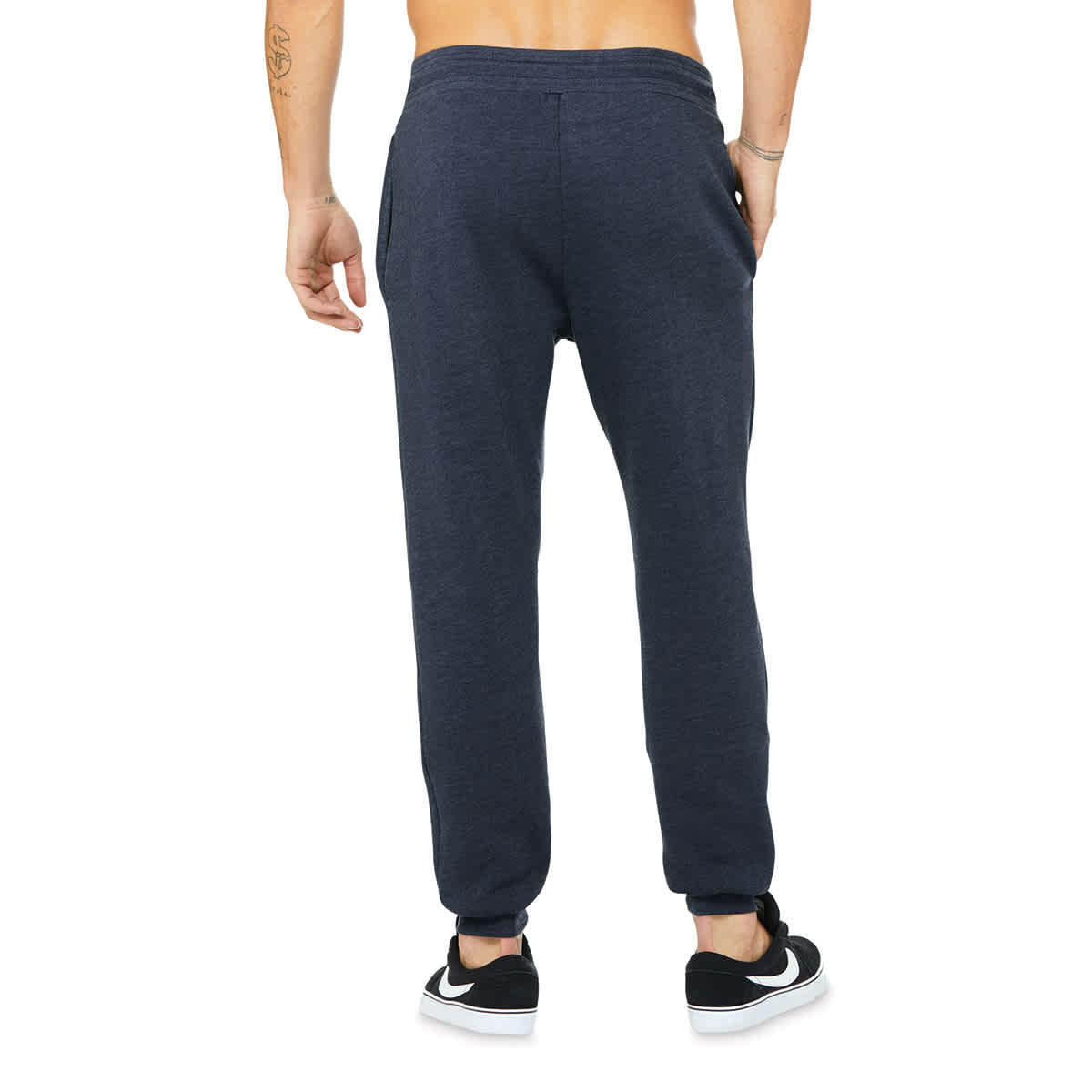 Bella Canvas Unisex Jogger Sweatpants - Navy Heather, X-Small - on person, back