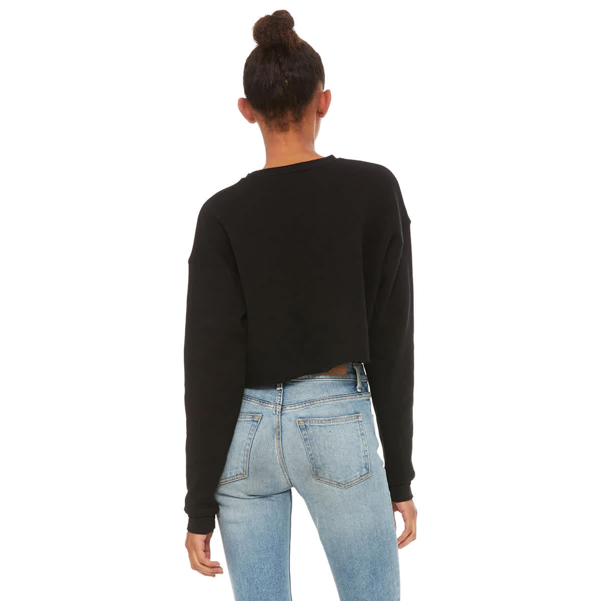 Bella Canvas Cropped Crew Fleece - Black, X-Large - on person, back