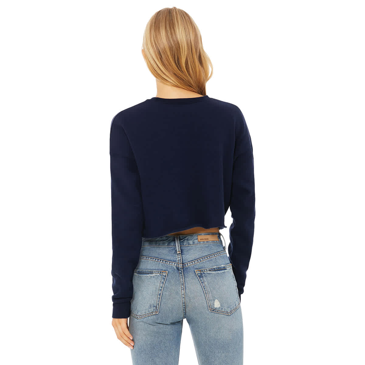 Bella Canvas Cropped Crew Fleece - Navy, X-Large - on person, back