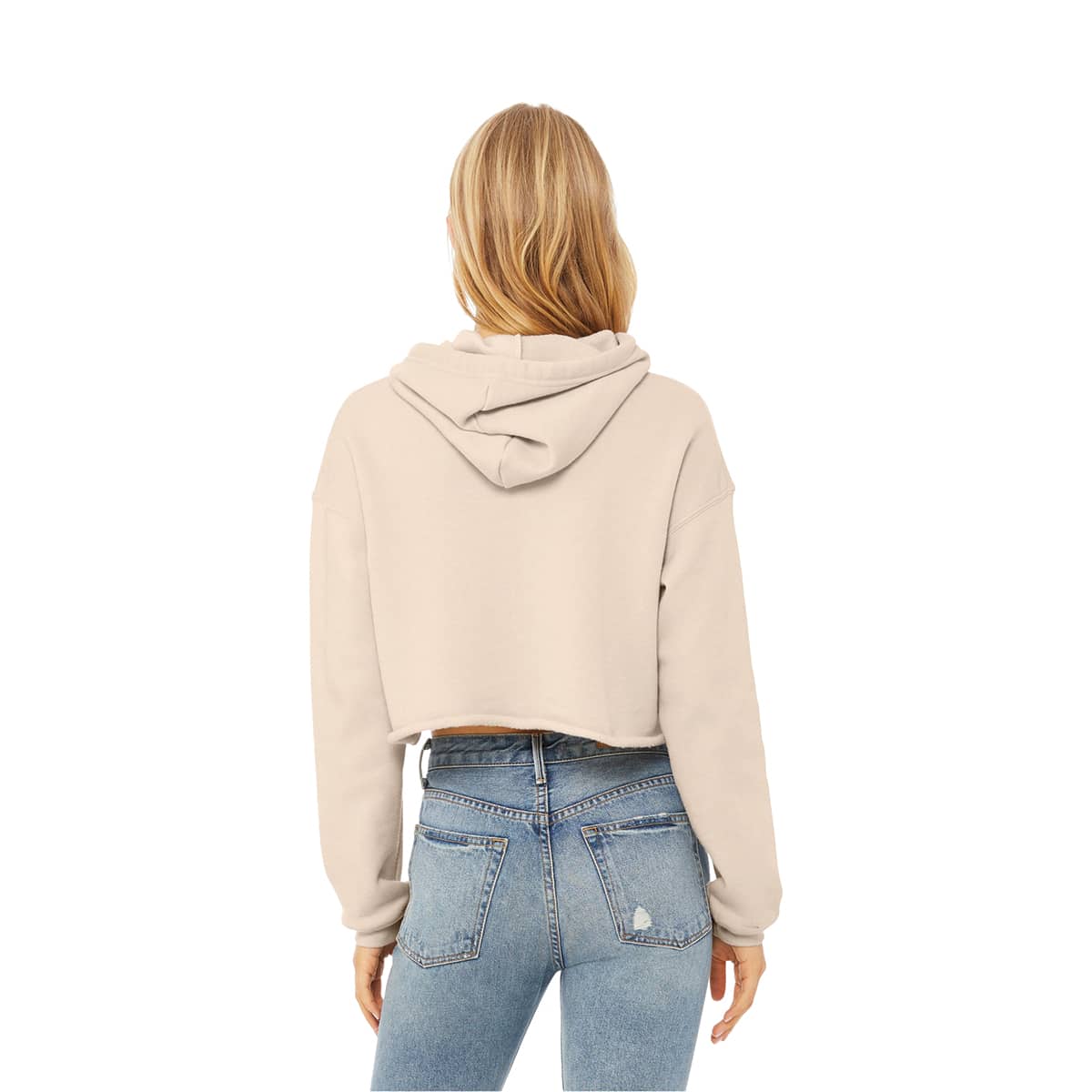 Bella + Canvas Cropped Fleece Hoodie - Heather Dust, Size Large - back