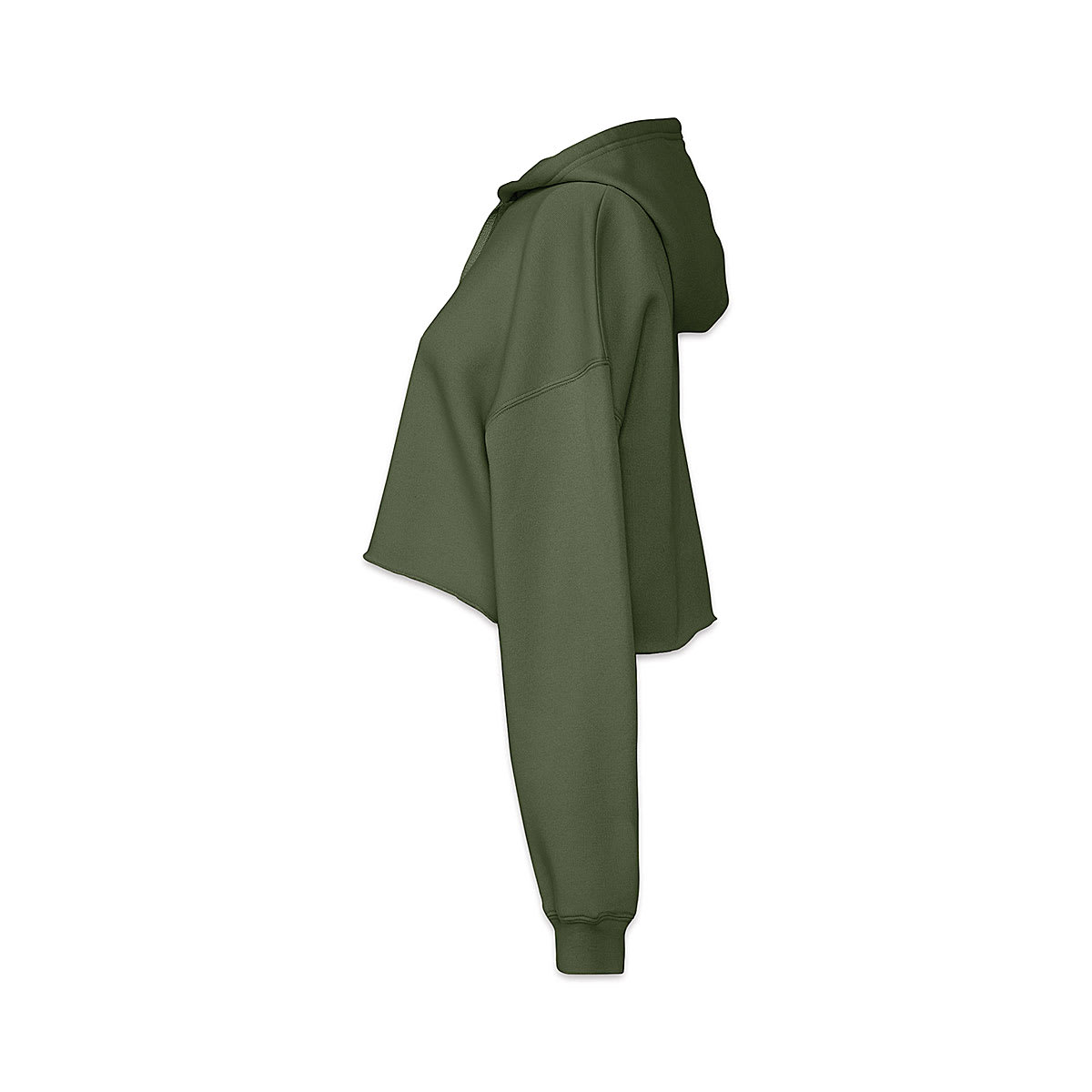 Bella + Canvas Cropped Fleece Hoodie - Military Green, Size Large - side