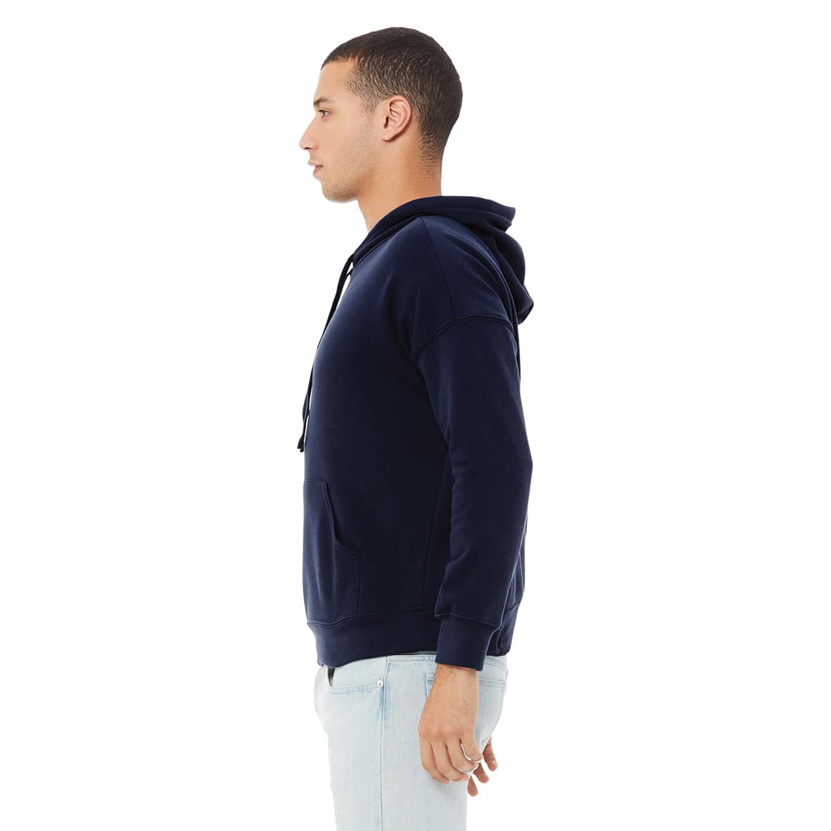 Bella + Canvas Unisex Hoodie Pullover - Navy, Large - on person, side