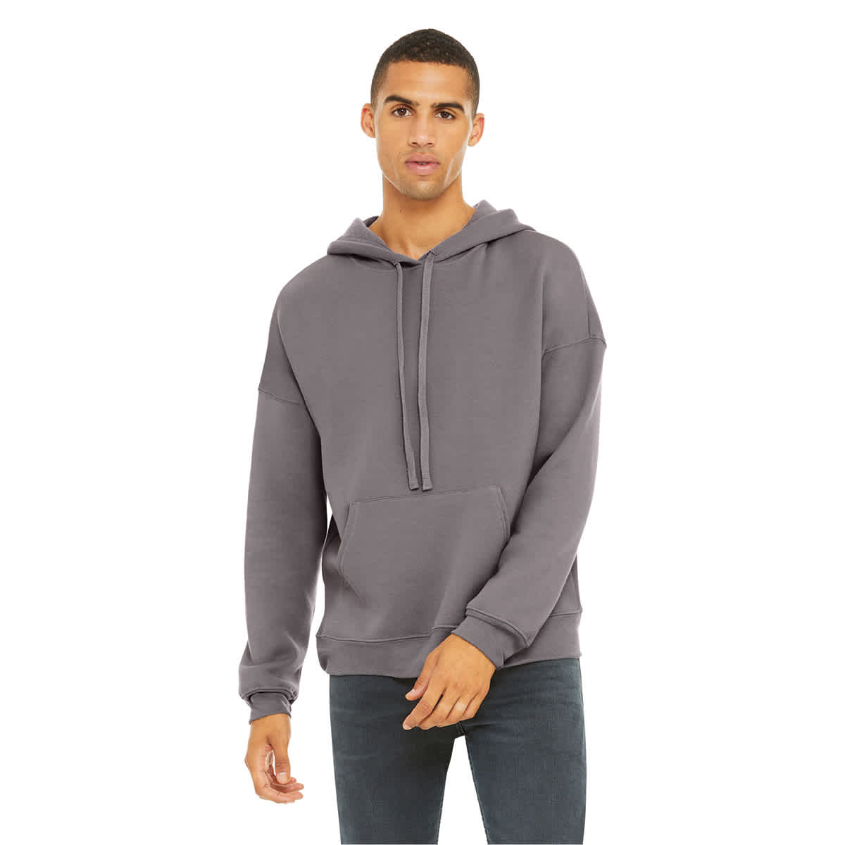 Bella + Canvas Unisex Hoodie Pullover - Storm, X-Small - on person, front