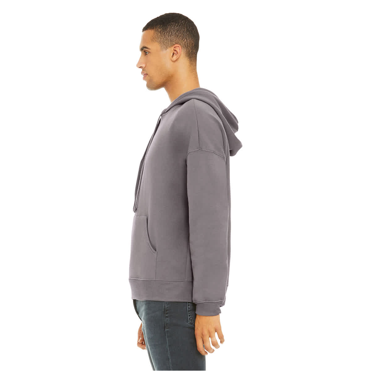 Bella + Canvas Unisex Hoodie Pullover - Storm, X-Small - on person, side