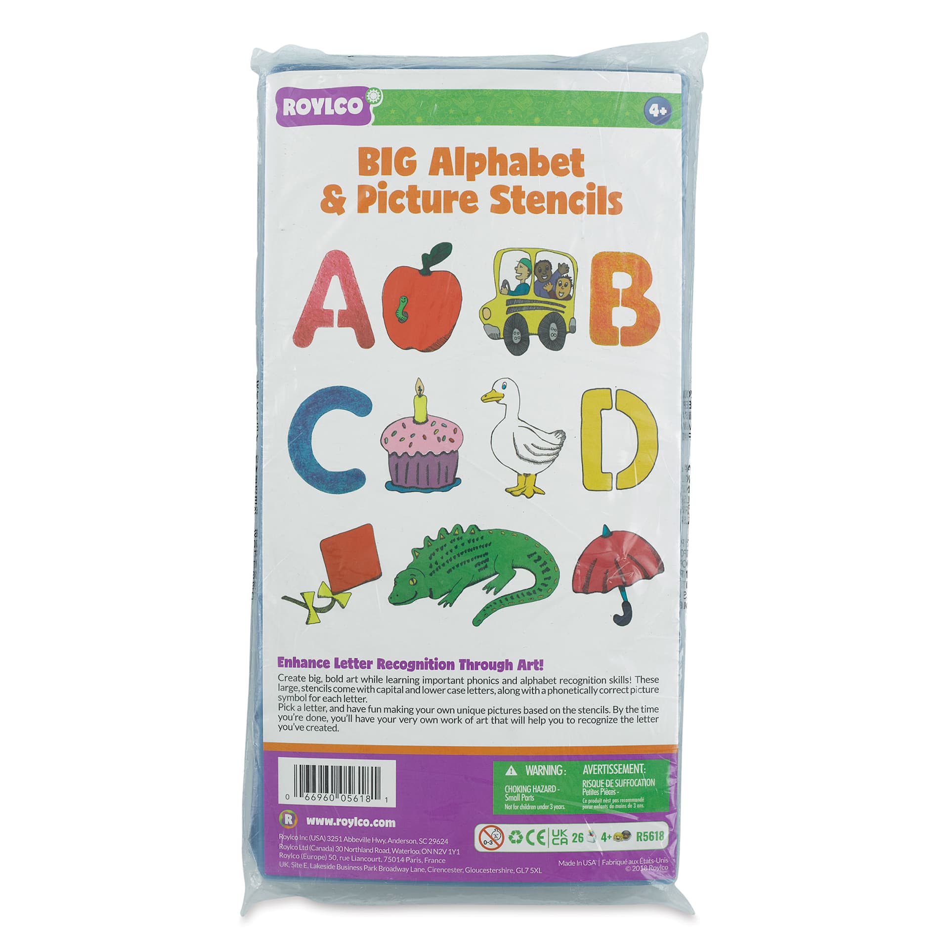 Roylco Big Alphabets and Pictures Stencils - Set of 26, front of the packaging
