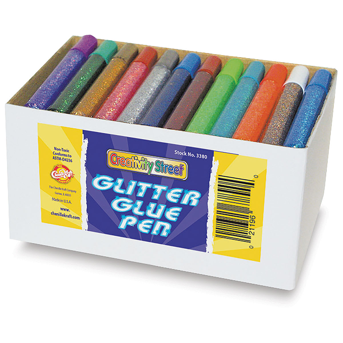Glitter Glue Pens Class Pack - Angled view of open Package of 72 Glue Pens