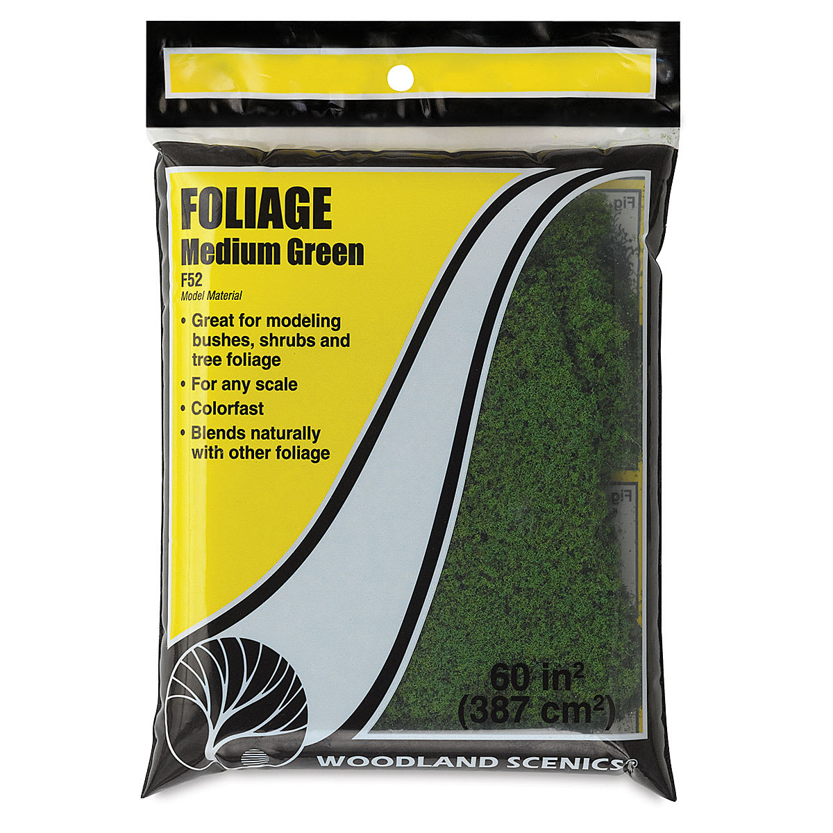 Woodland Scenics Model Scenery - Front view of package of Foliage in Medium Green