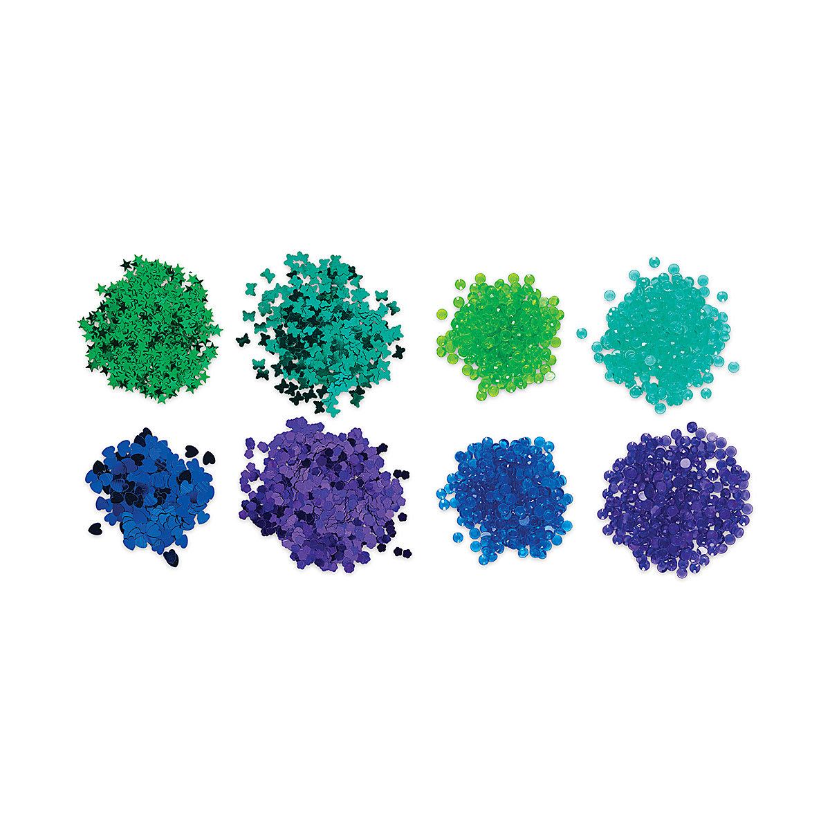 Jillibean Soup Sequins and Jewels - Cool Colors, Pkg of 8, inside of packaging. 
