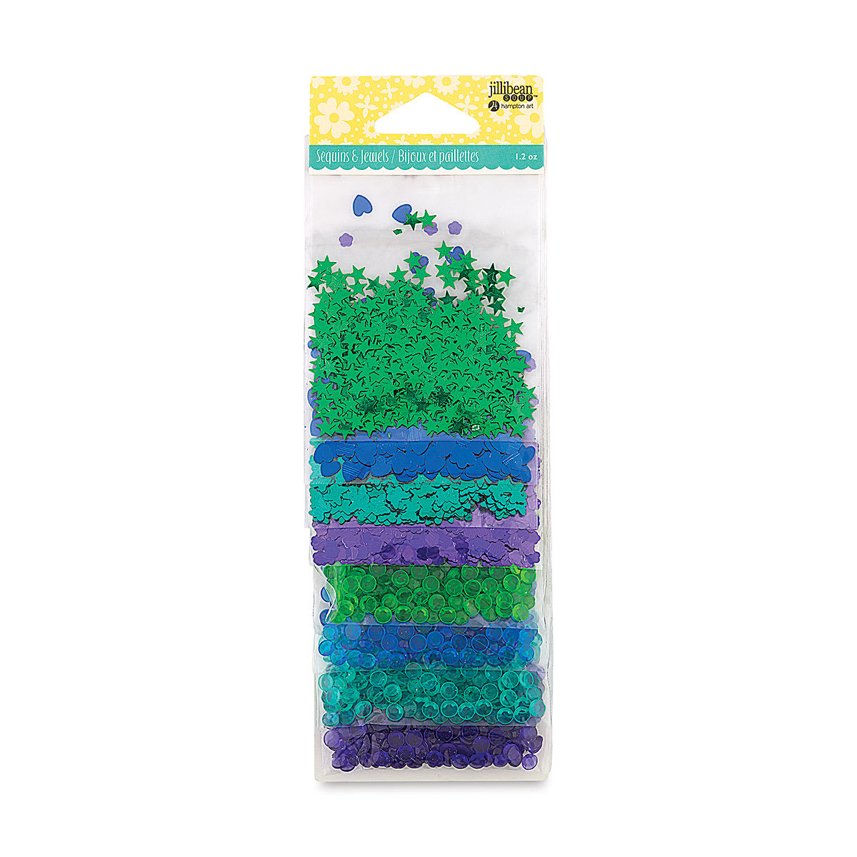 Jillibean Soup Sequins and Jewels - Front of package of 8 Cool Colors