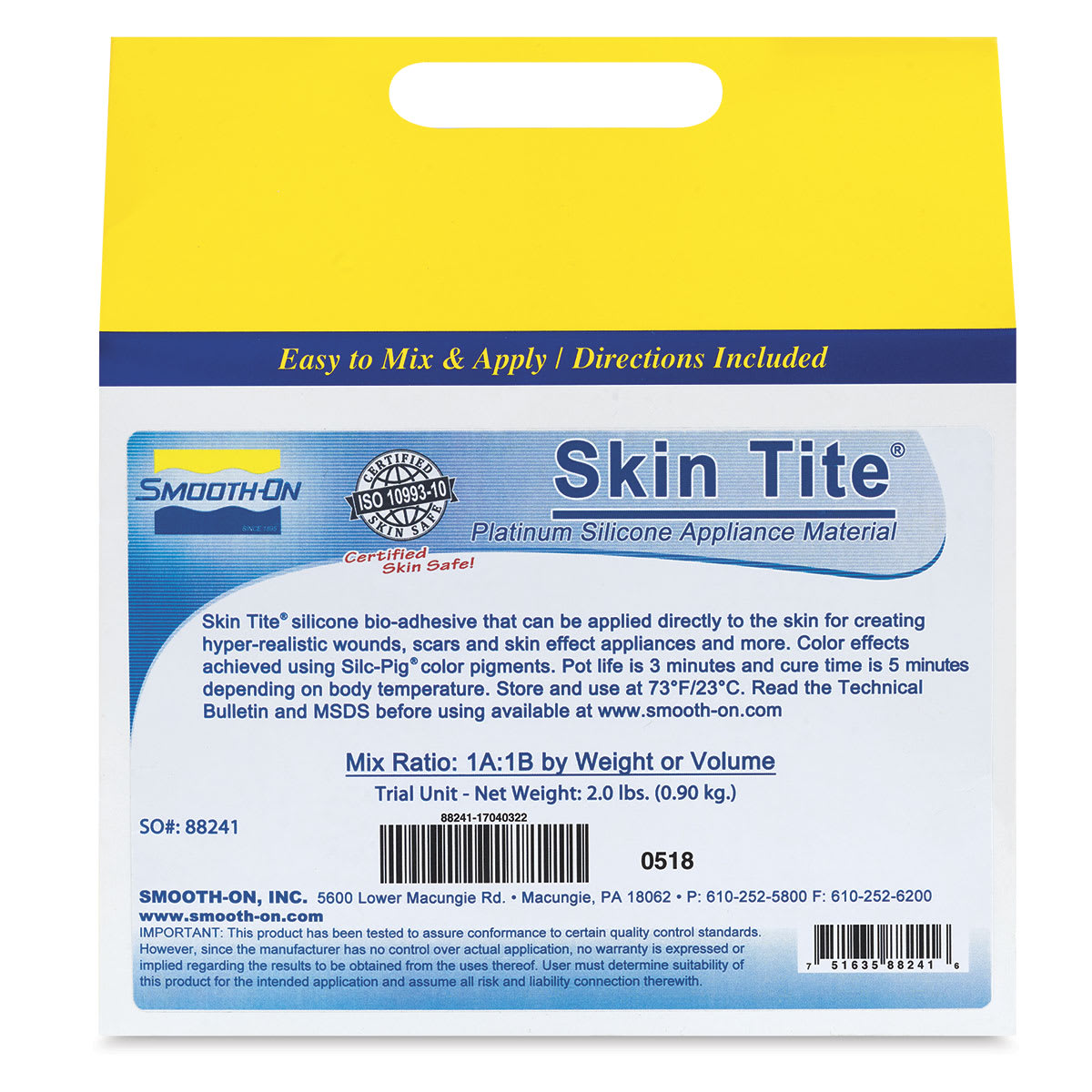 Smooth-On Skin Tite Bio-Adhesive - Back of package shown
