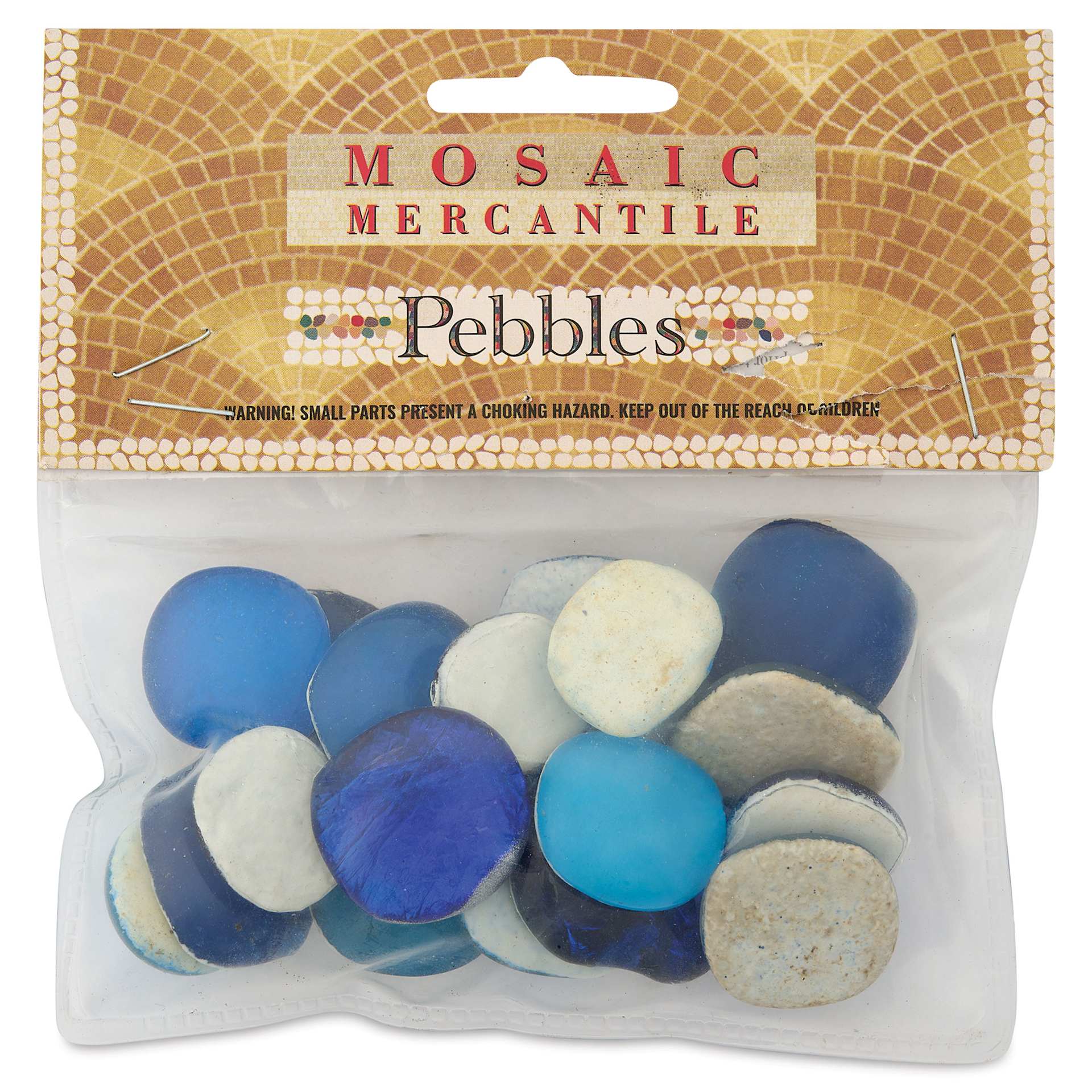 Mosaic Mercantile Glass Pebble Tiles - Ocean Blue, 4 oz, front of packaging