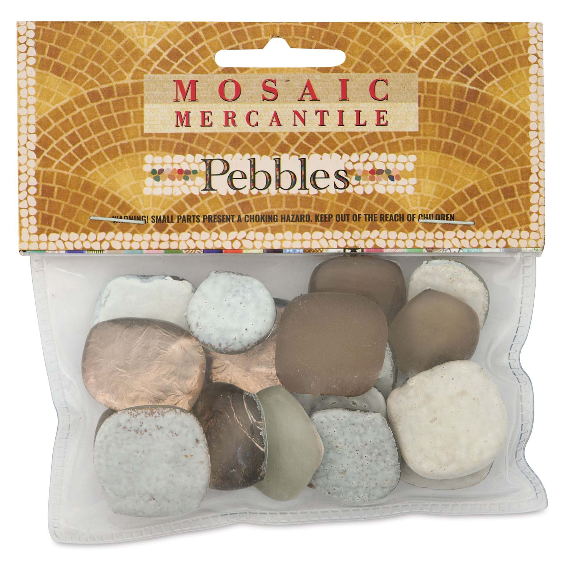 Mosaic Mercantile Glass Pebble Tiles - Brown, 4 oz, front of packaging