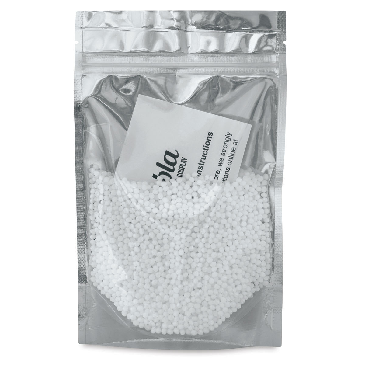 Worbla Deco Art Moldable Plastic Pellets - Back of package showing pellets