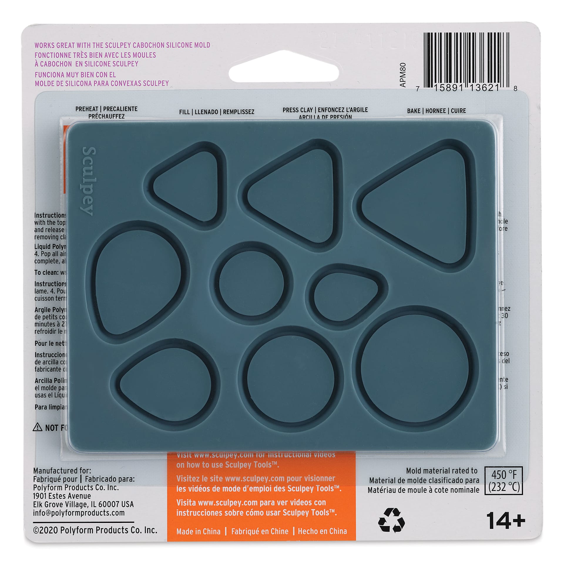 Sculpey Oven Safe Silicone Bezel Mold - back of packaging
