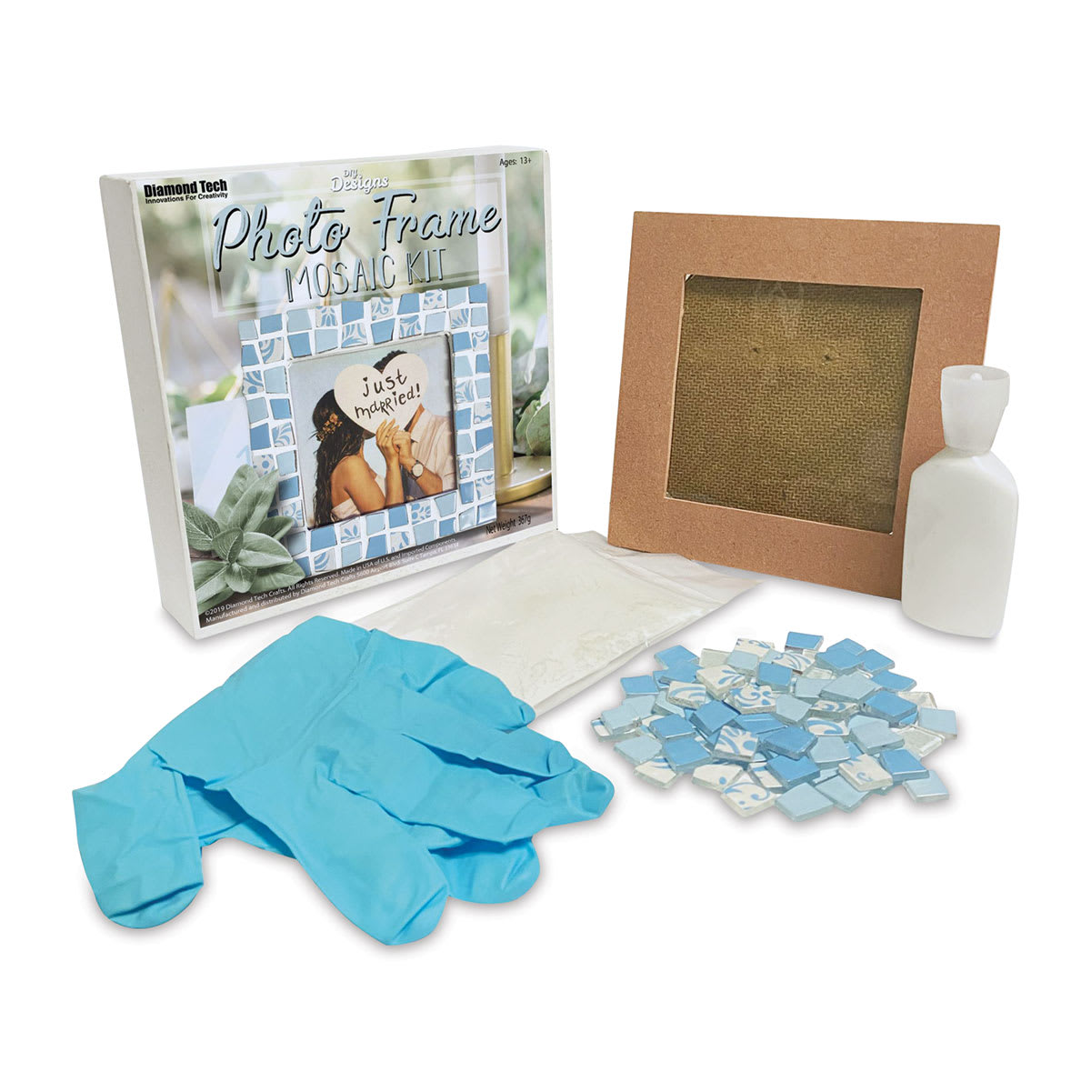 DIY Designs Photo Frame Mosaic Kit - Blue, 6" x 6", Kit Contents