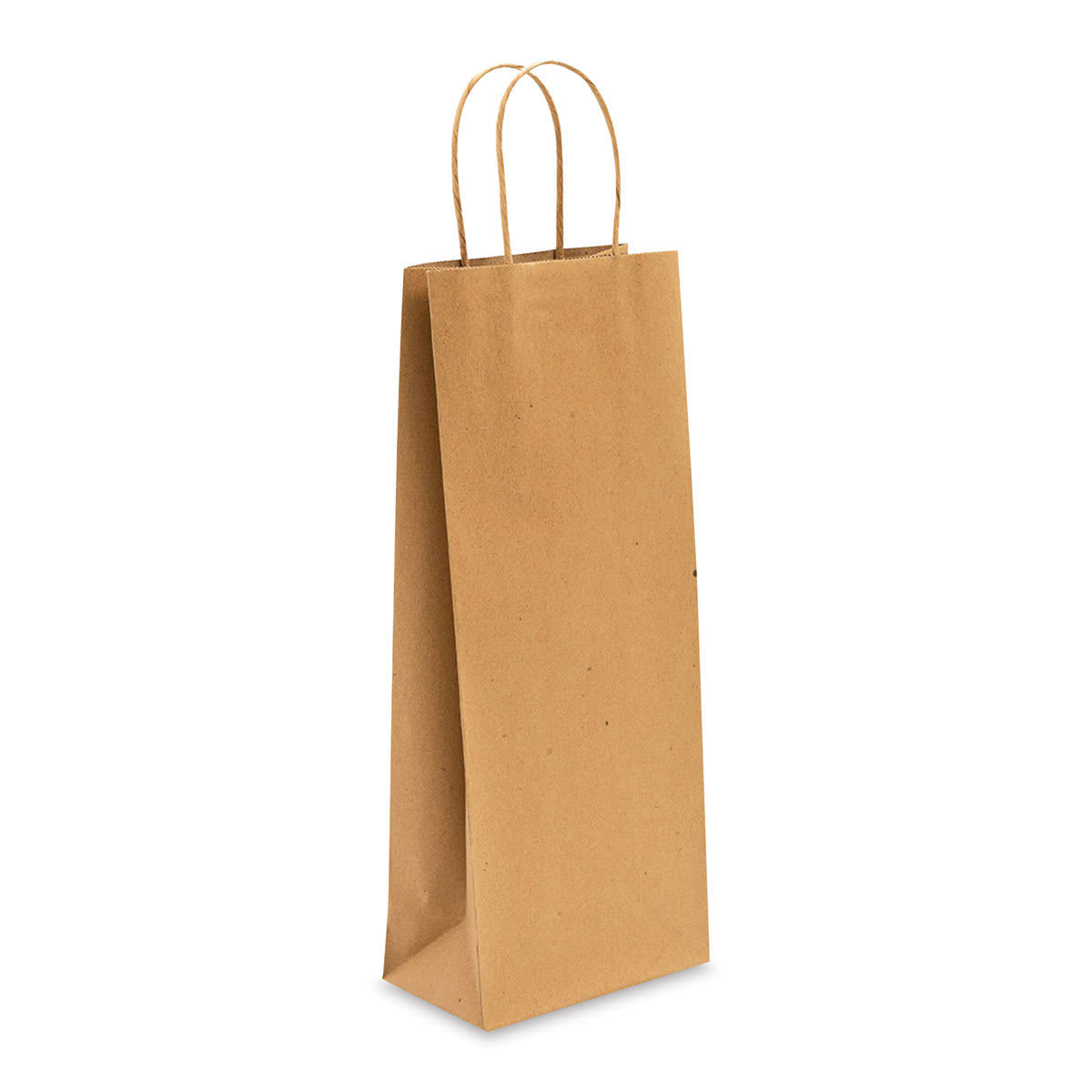 American Crafts Fancy That Kraft Bags - Natural, Wine, Package of 6, 13-1/4"H x 5-1/4"W x 3-1/4"D (Wine bag standing up, Angled view)