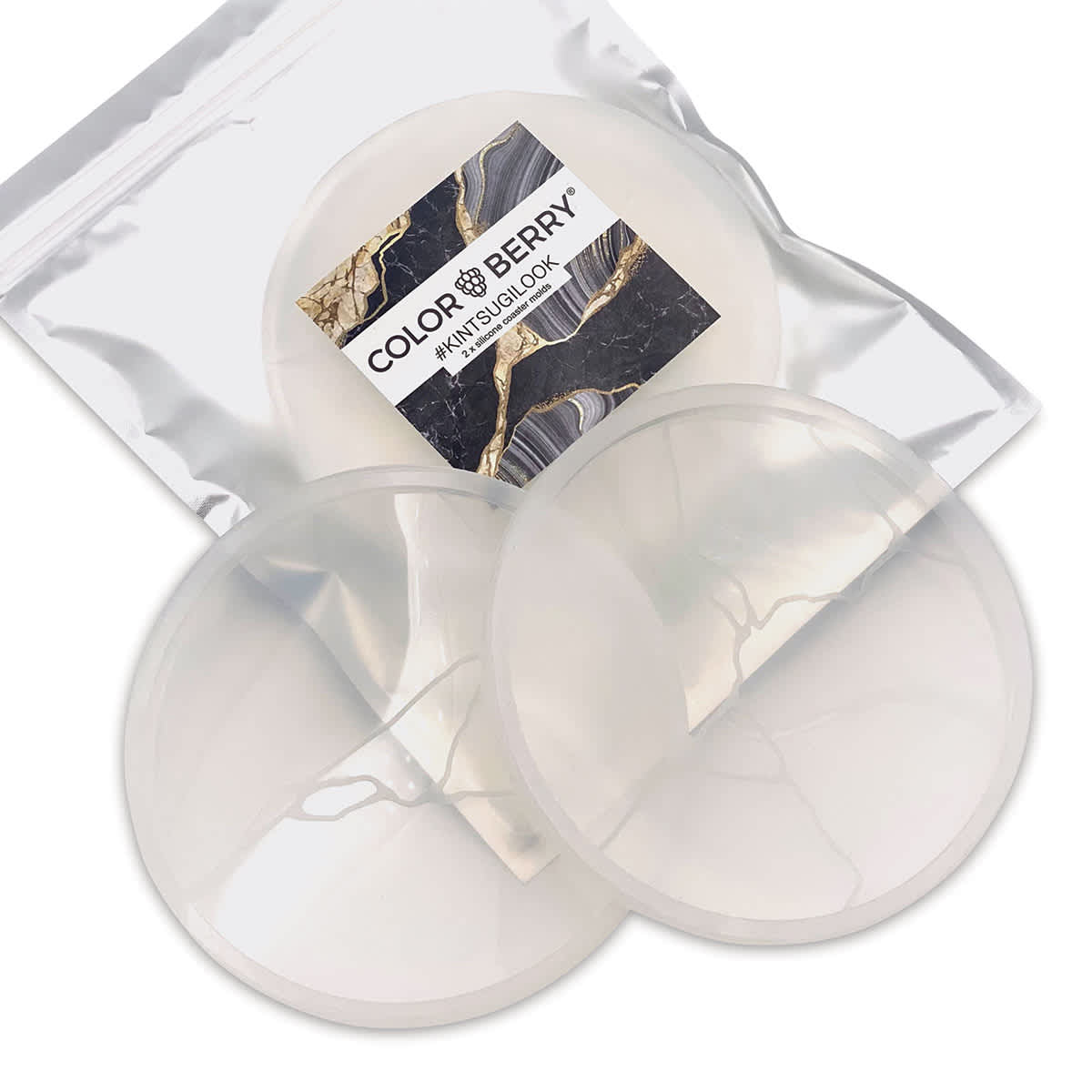 Colorberry Silicone Molds - Kintsugi, Pkg of 2 (two molds outside package, one in package)