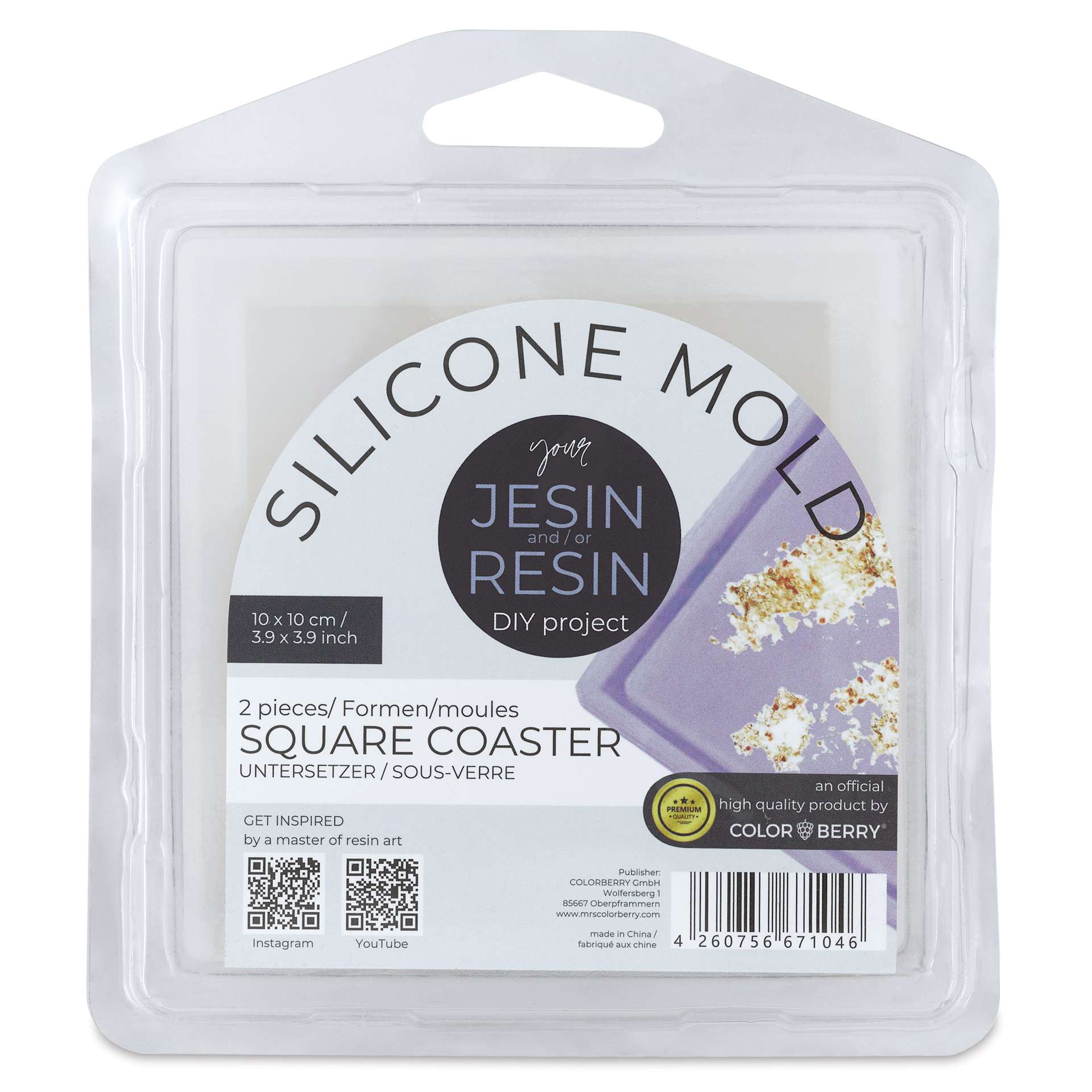 Colorberry Coaster Silicone Mold Set - Square, Pkg of 2 - front of packaging