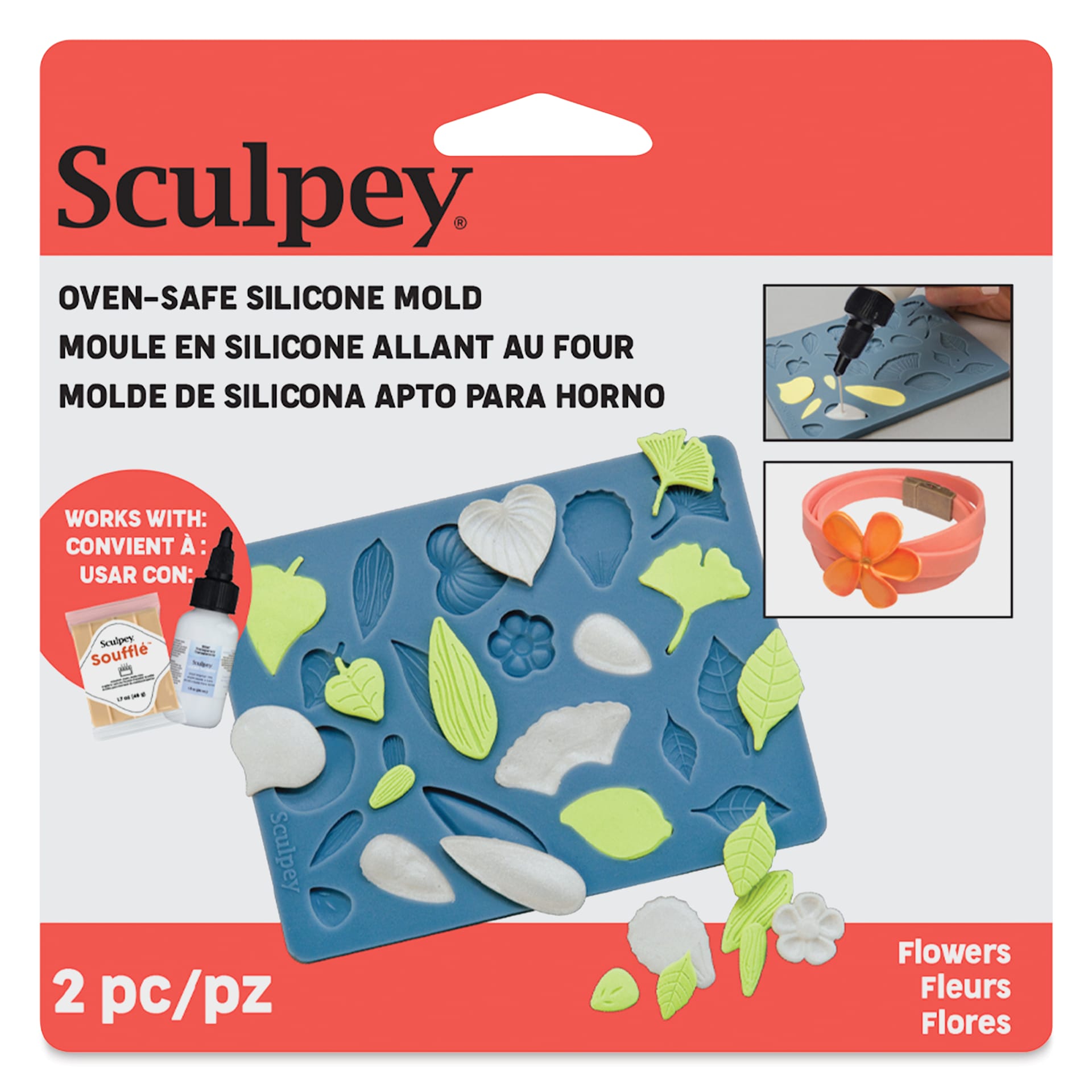 Sculpey Oven Safe Flowers Mold front of packaging