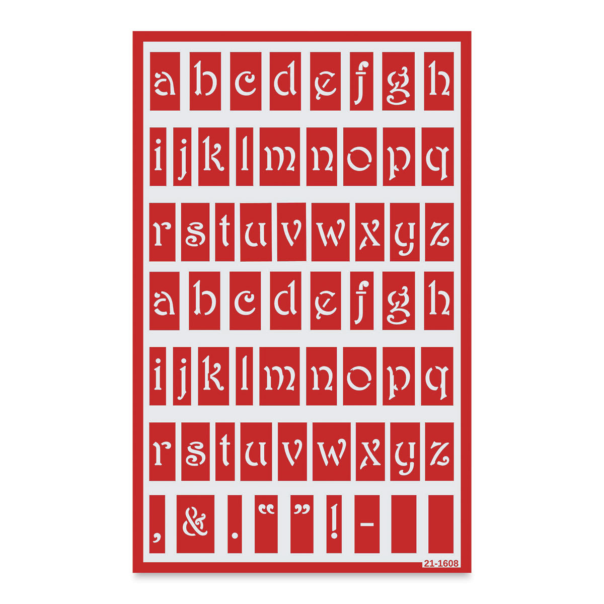Armour Over ‘N’ Over Glass Etching Stencil - Alphabet Lower Case