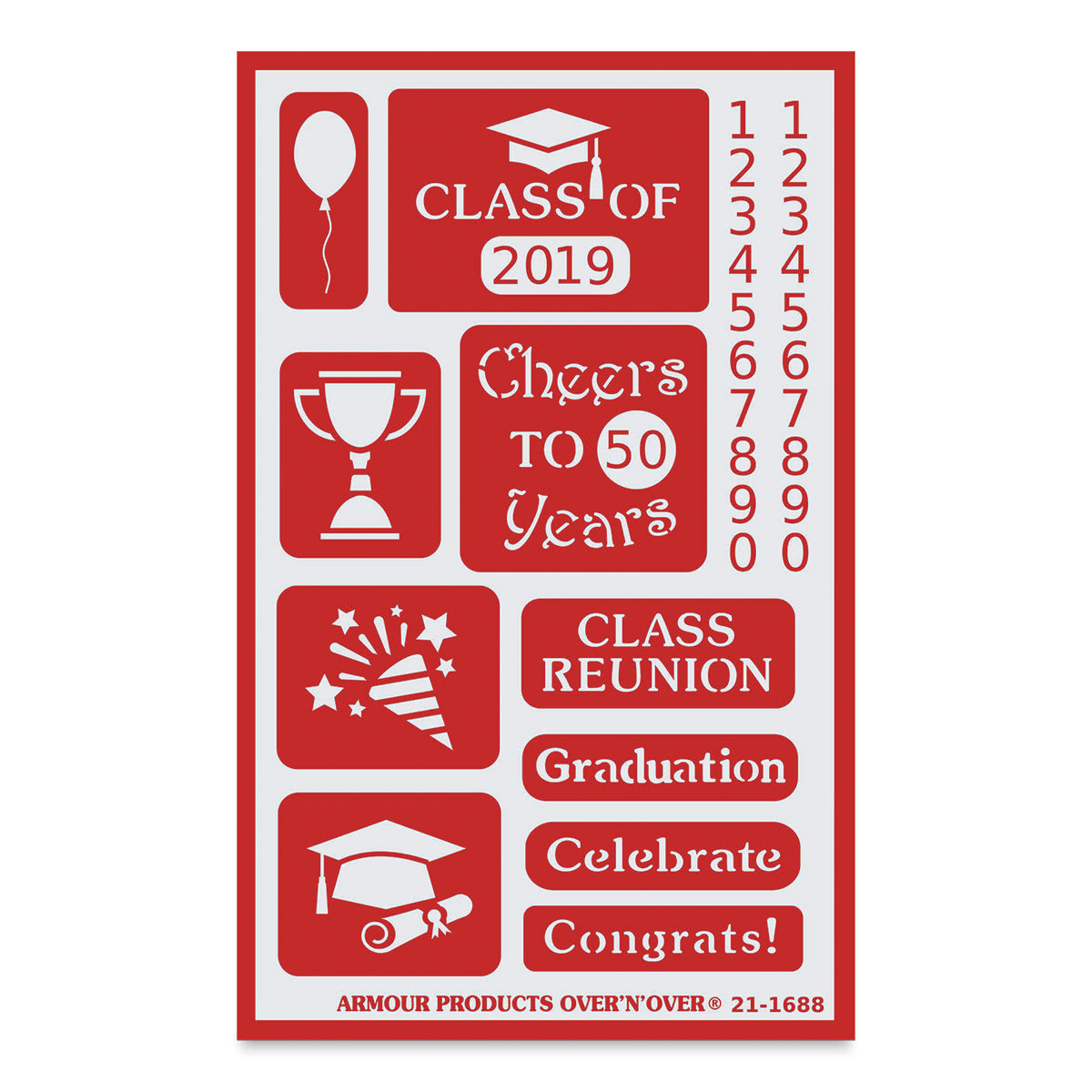 Armour Over ‘N’ Over Glass Etching Stencil - Cheers