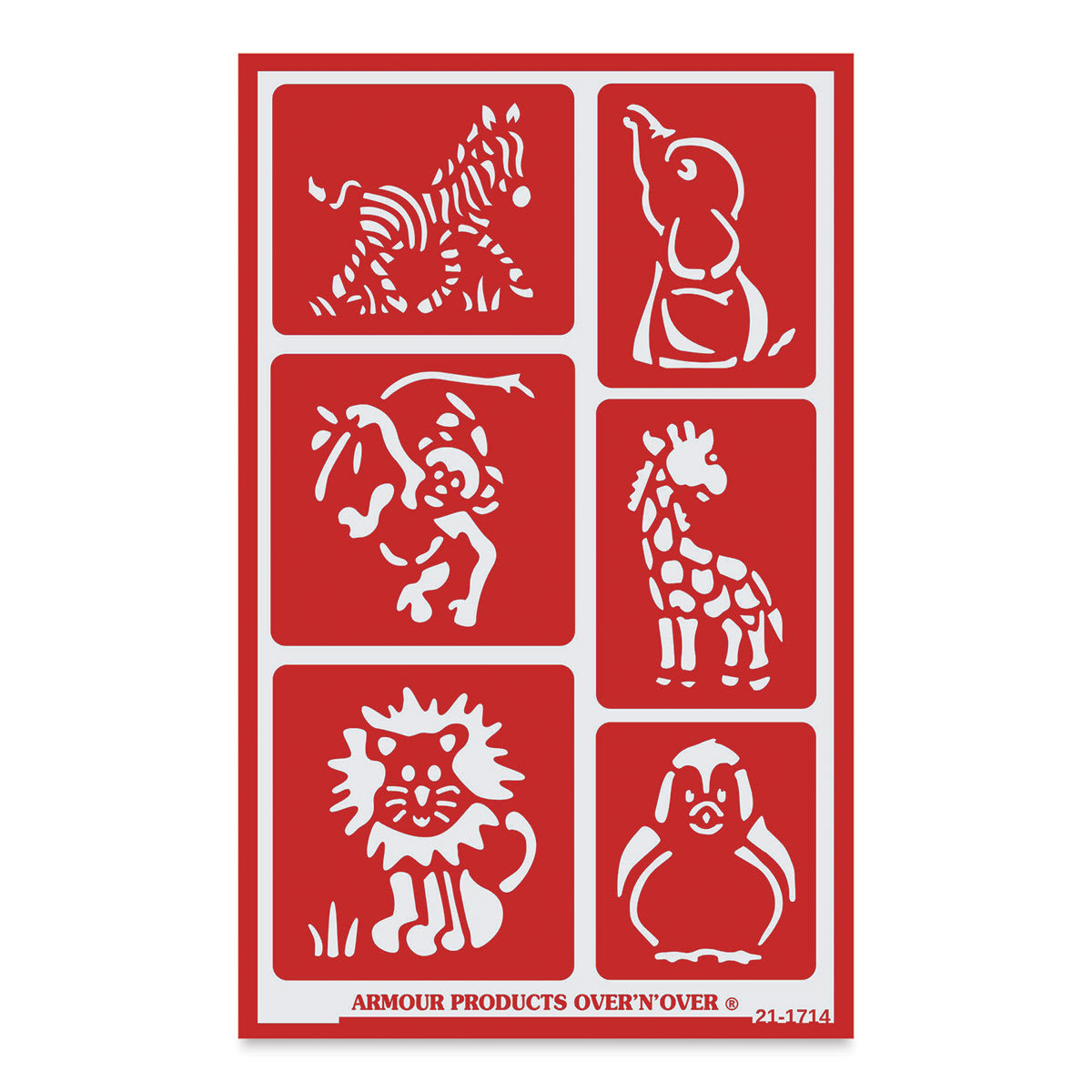 Armour Over ‘N’ Over Glass Etching Stencil - Baby Zoo Animals